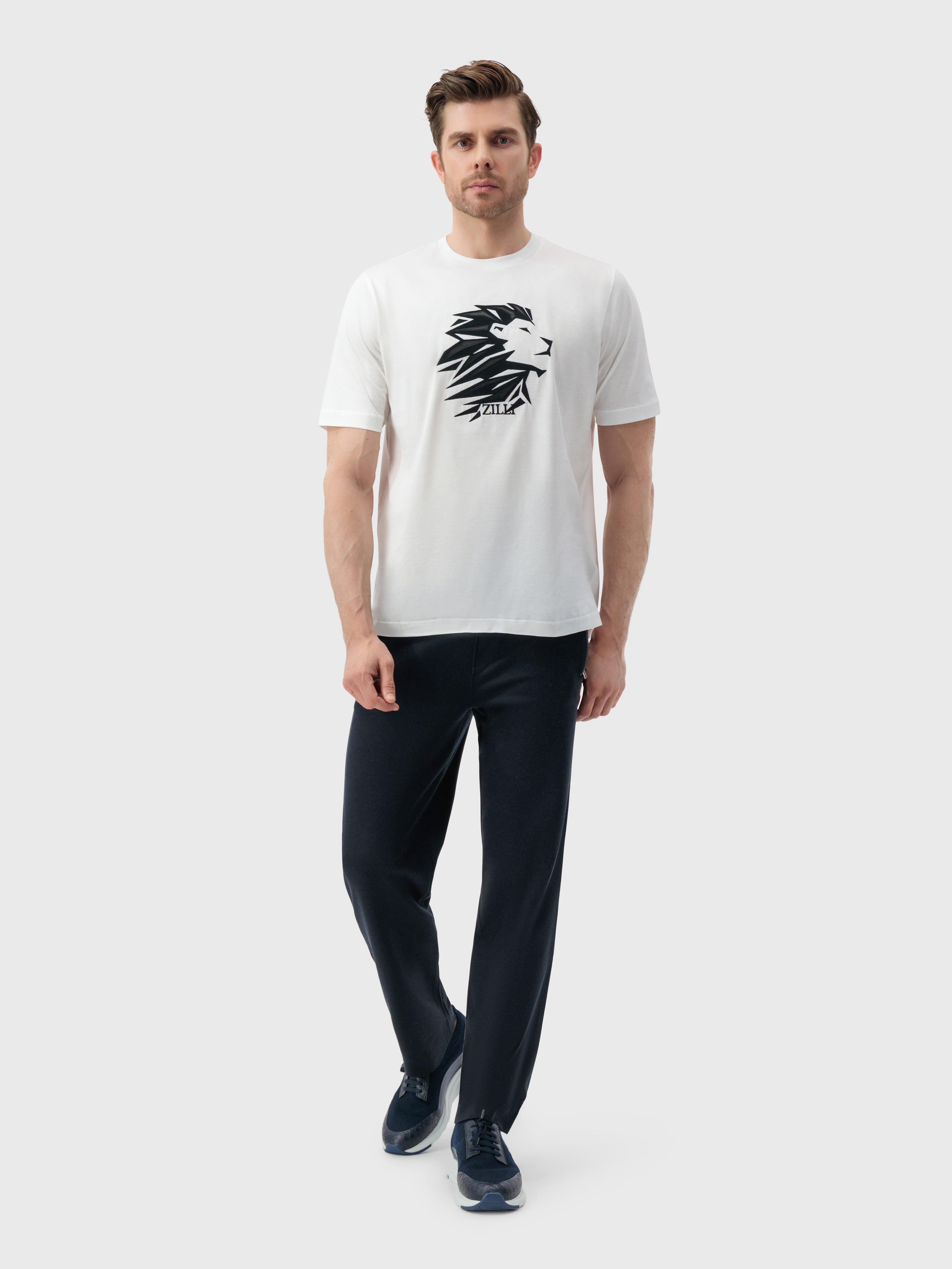 T-Shirt with Head of Lion White