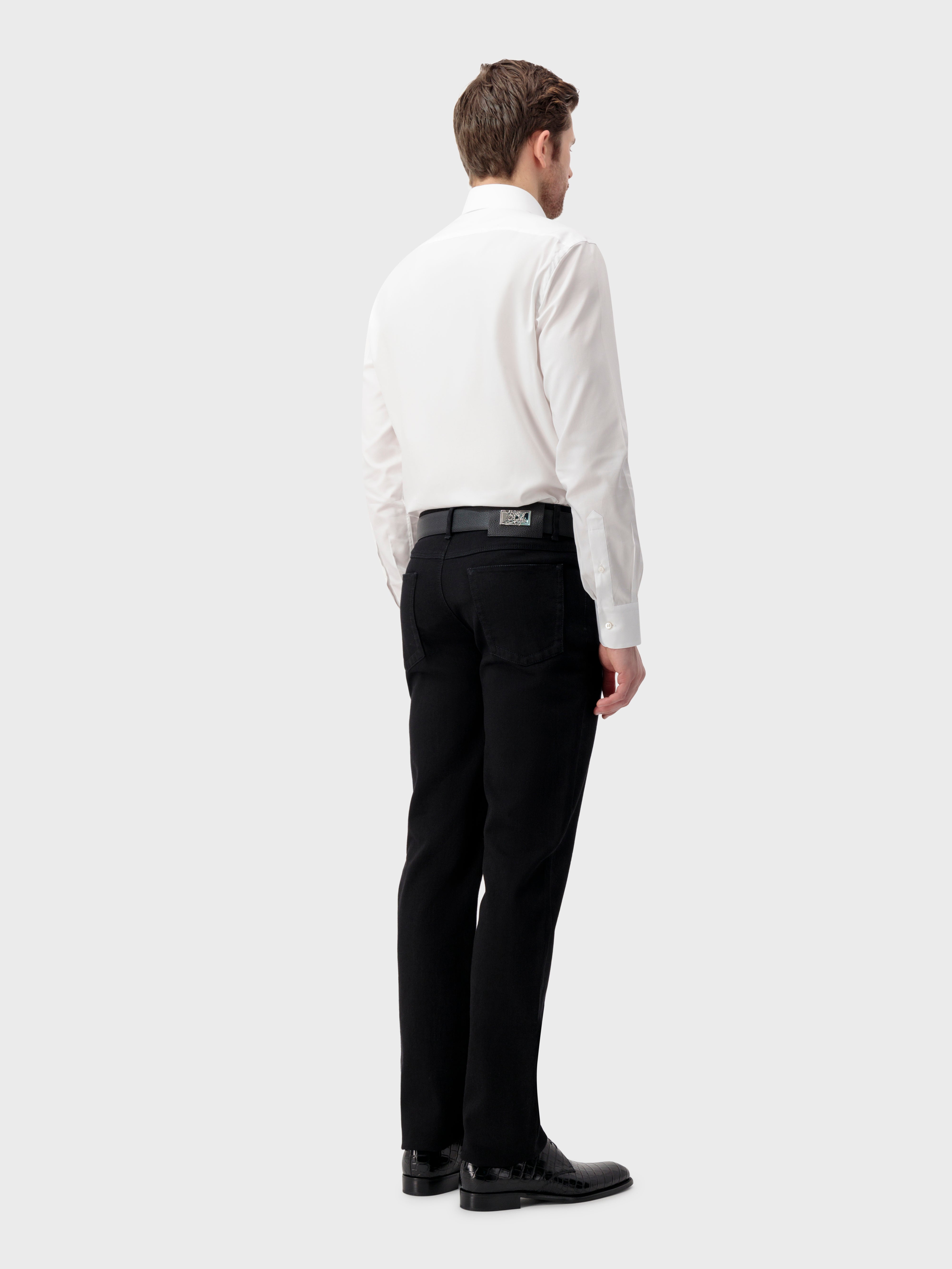 Single-Stitched Collar Cotton Shirt - Pearl White