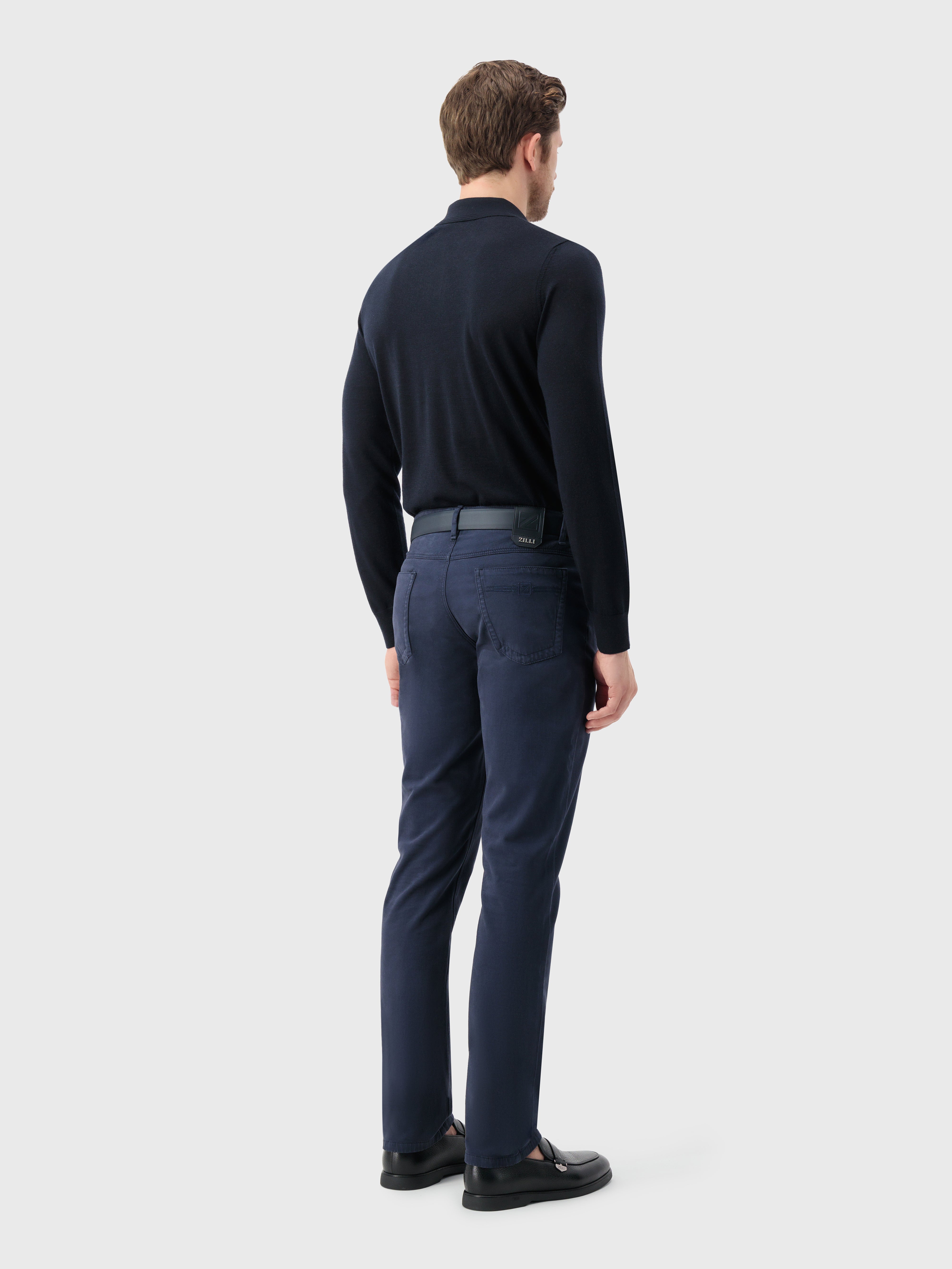 Cashmere and Silk Polo Dark Navy
