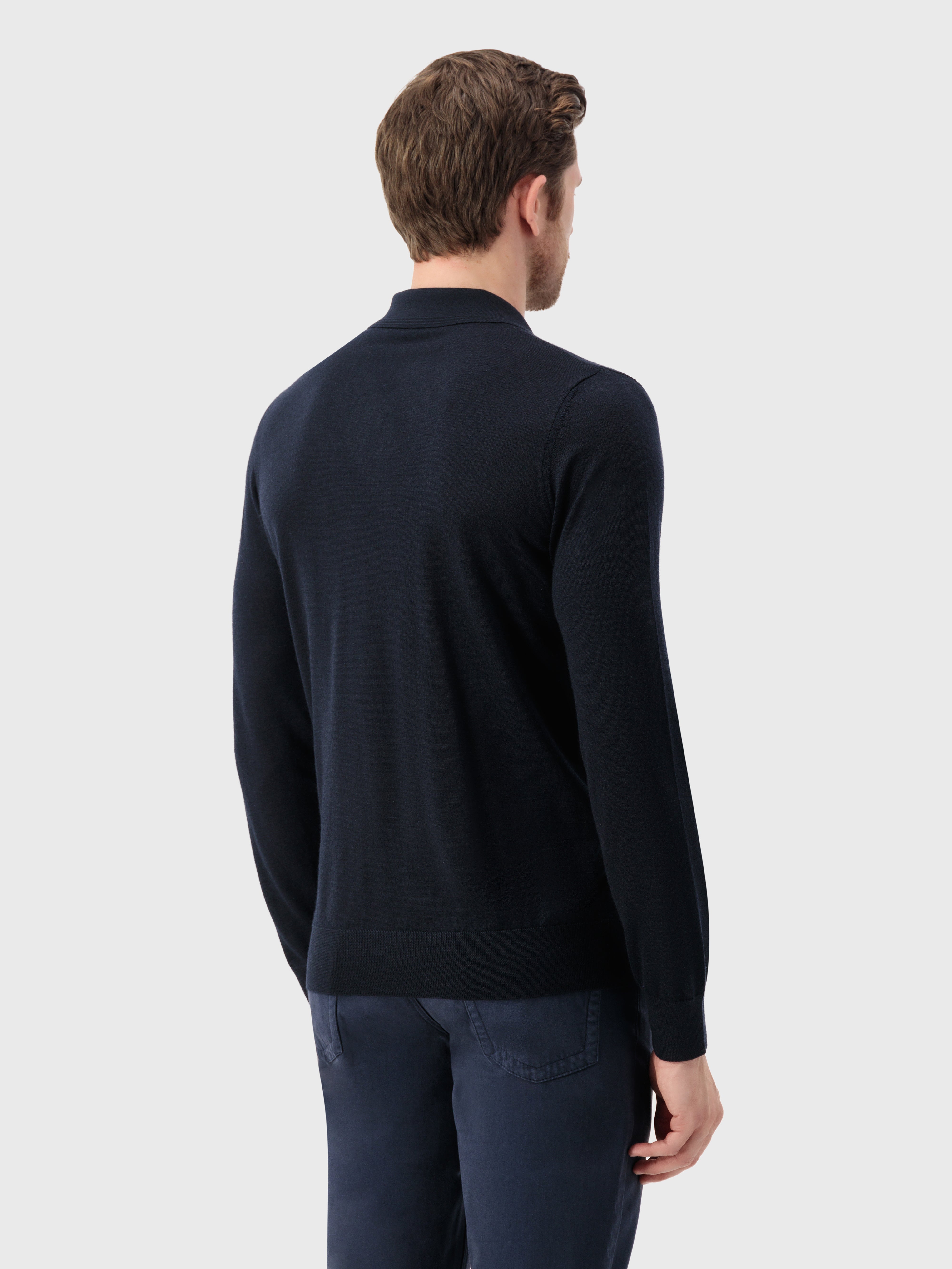 Cashmere and Silk Polo Dark Navy