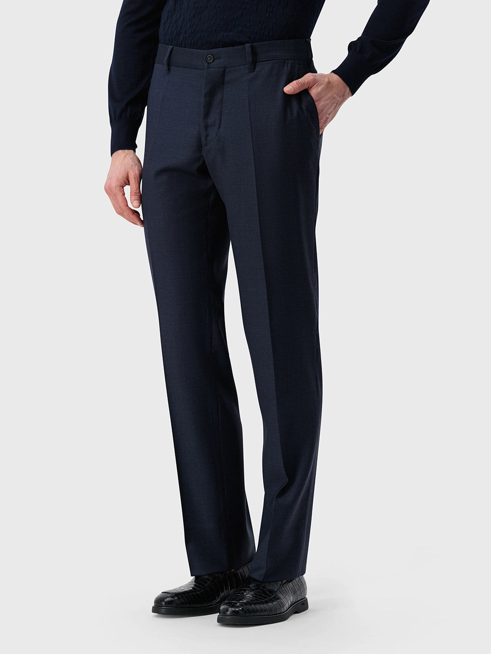 100% Wool Formal Trousers - Periwinkle