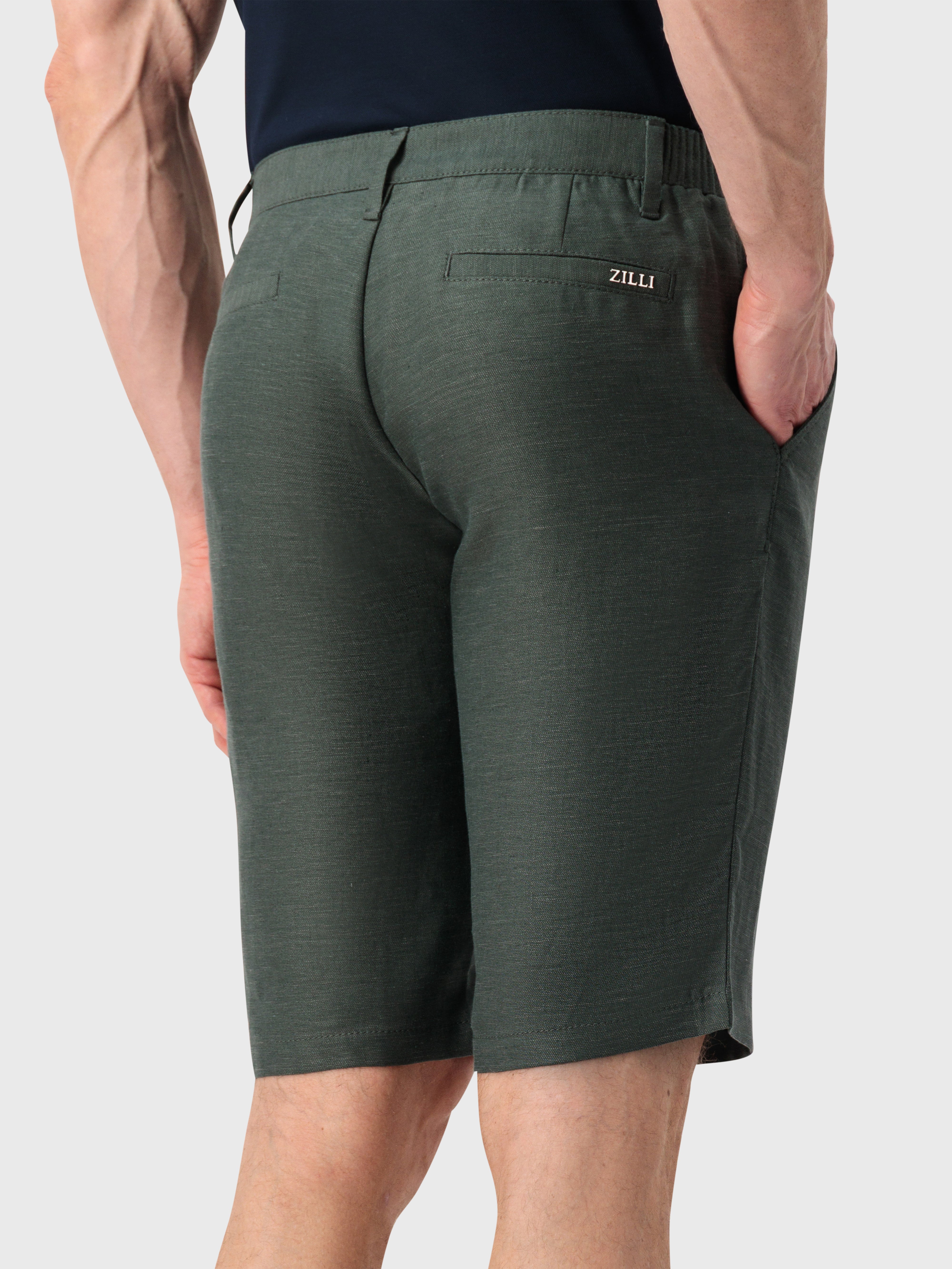 Linen Bermuda Shorts - Deep Military