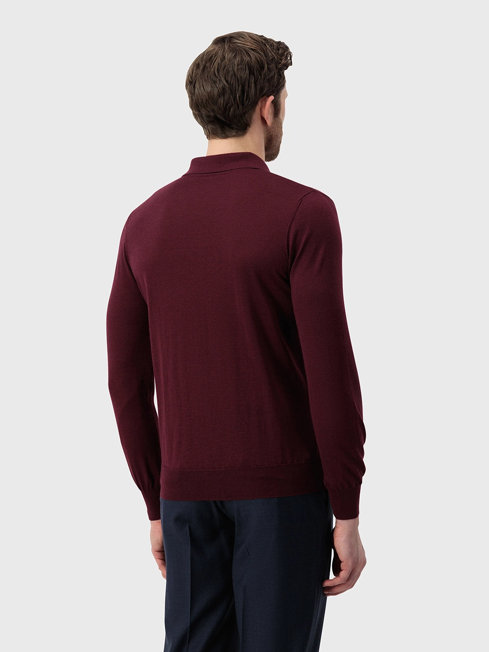 Angled Panel Polo Half-Zip Knit with Crocodile Leather Trim – Ruby