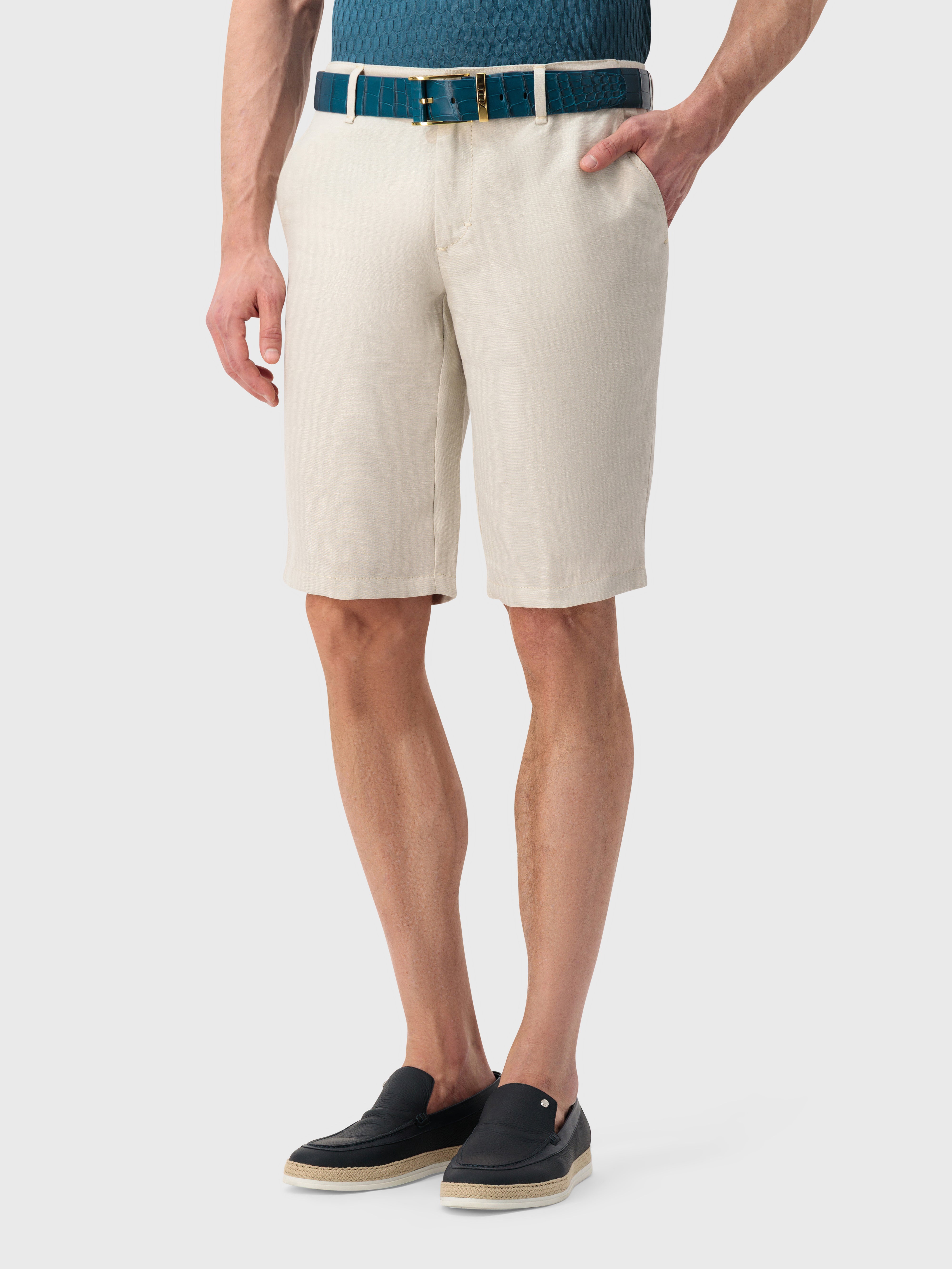 Linen Bermuda Shorts - Beige