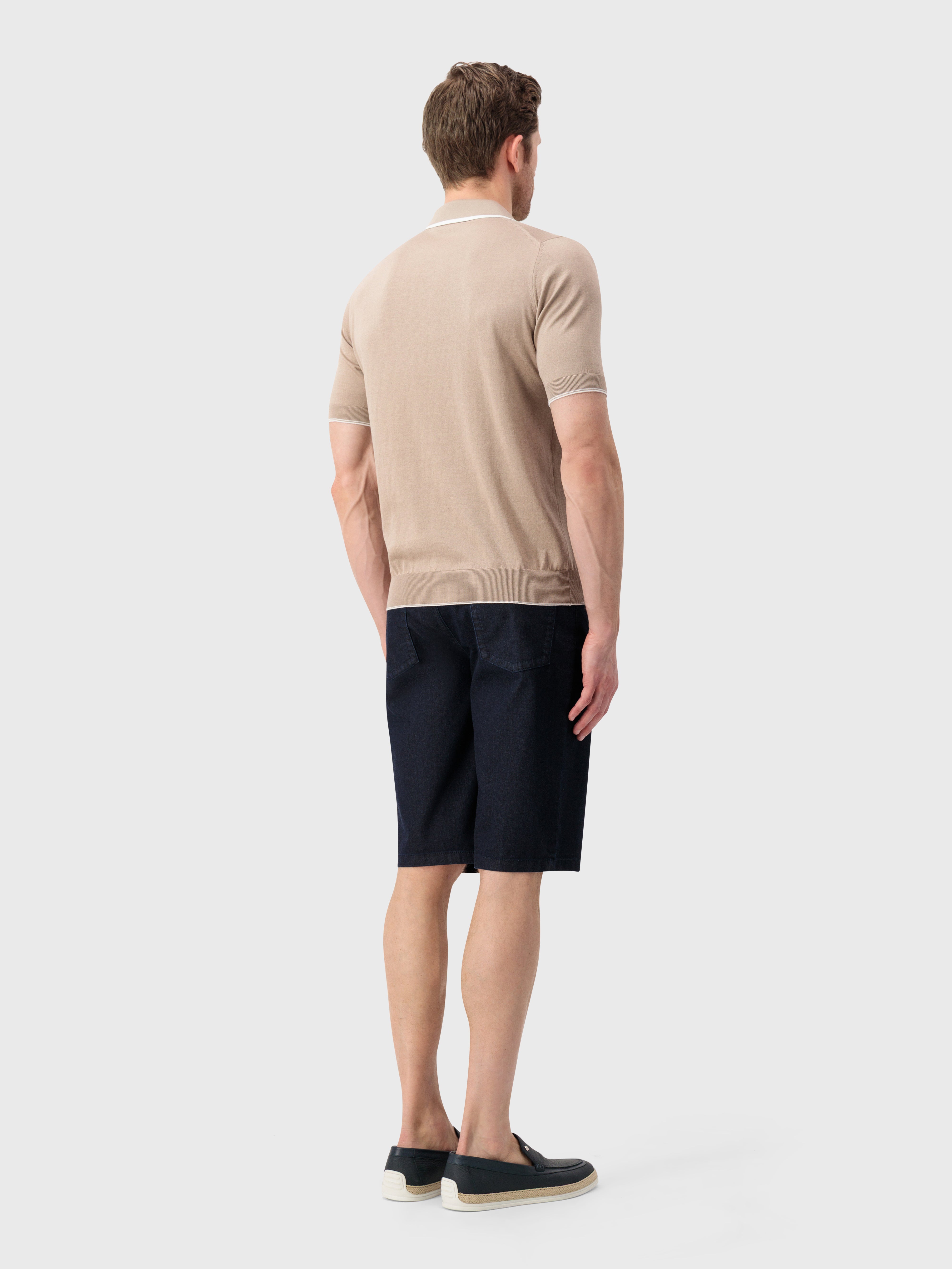 "Lion Piquet" Silk and Cotton Knit Polo - Pale Caramel