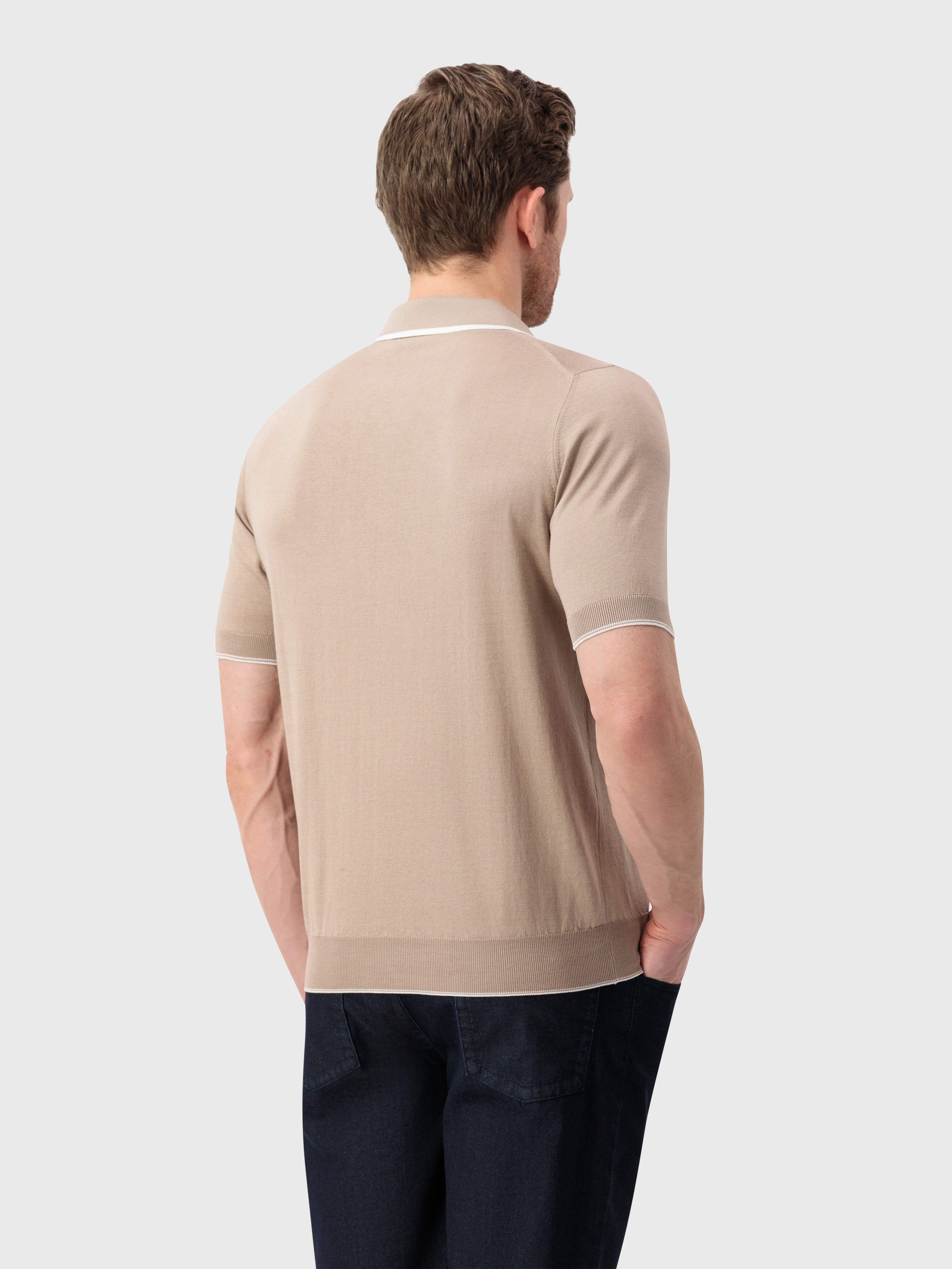 "Lion Piquet" Silk and Cotton Knit Polo - Pale Caramel