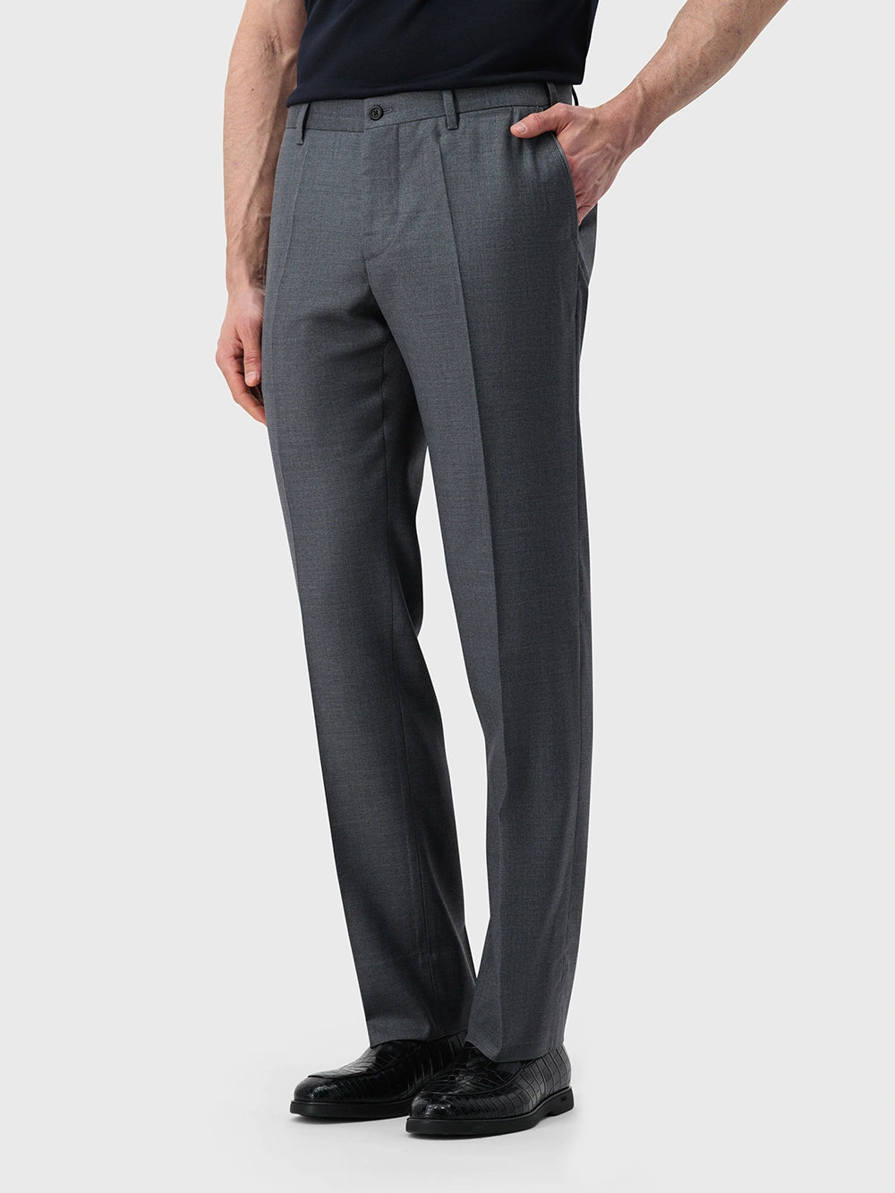 100% Wool Formal Trousers - Soft Grey