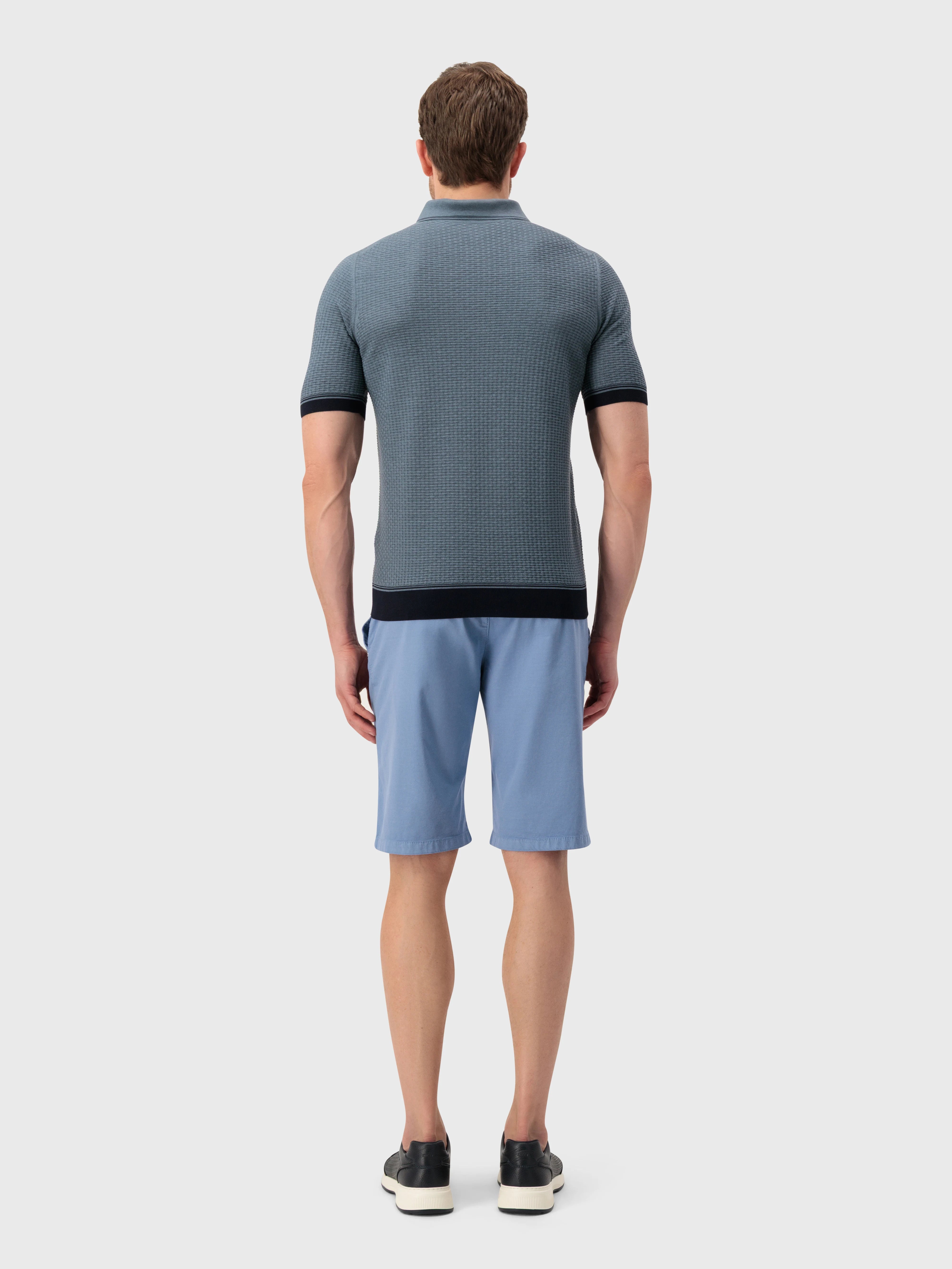 Geometric Pattern Silk-Knit Polo Shirt - Deep Malachite