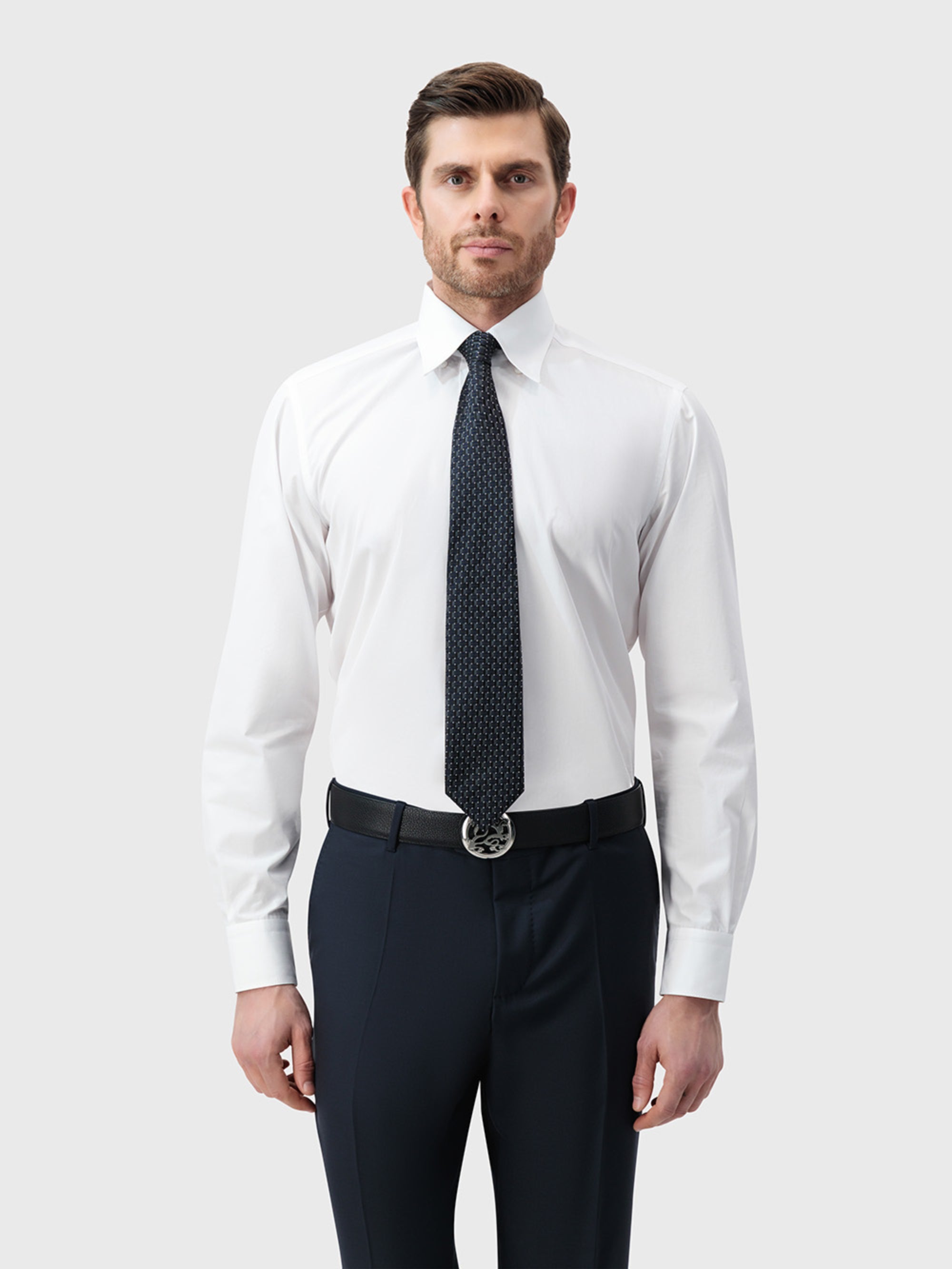 100% Silk Tie with Twill Weave and Micro-Dot Pattern - Charcoal