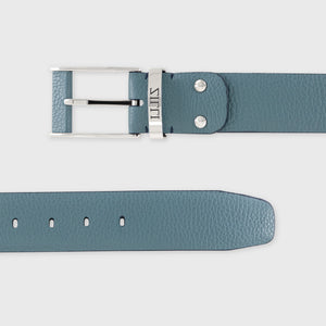 Palladium Buckle Grained Leather Belt