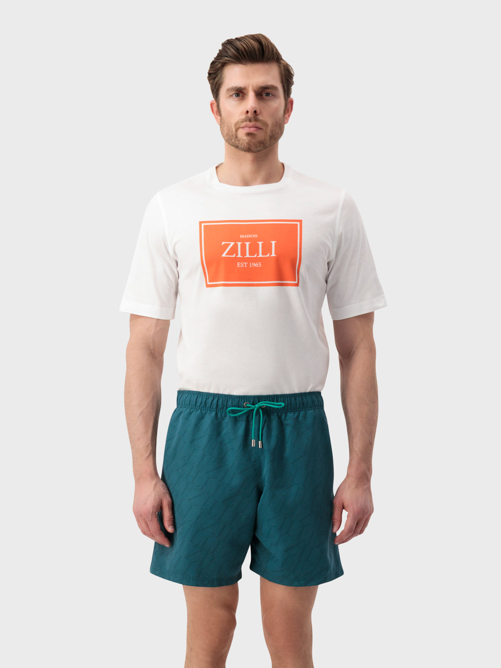 "Maison ZILLI EST 1965" Swim Shorts - Peacock