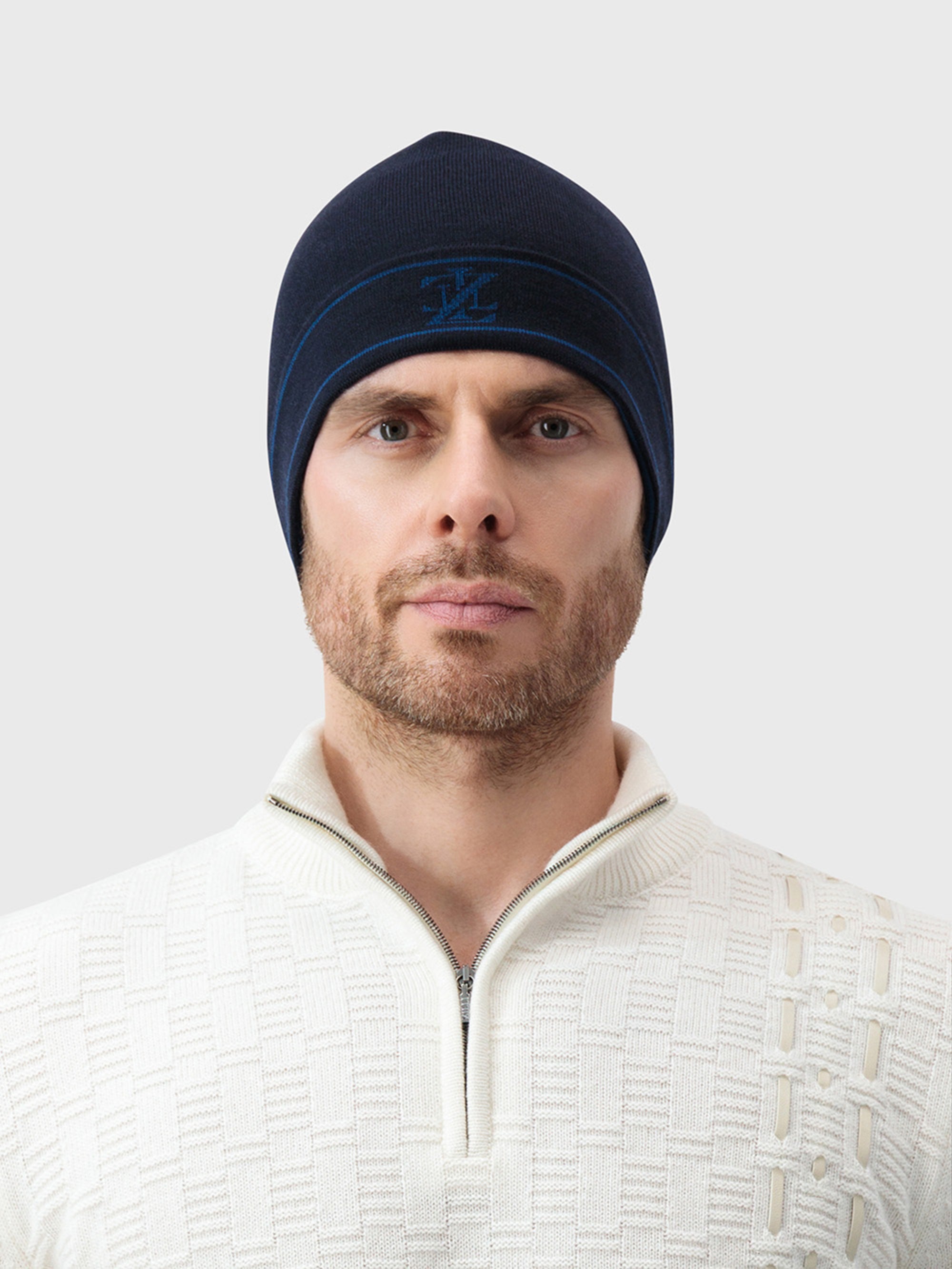 70% Wool 30% Silk Beanie - Dark Navy