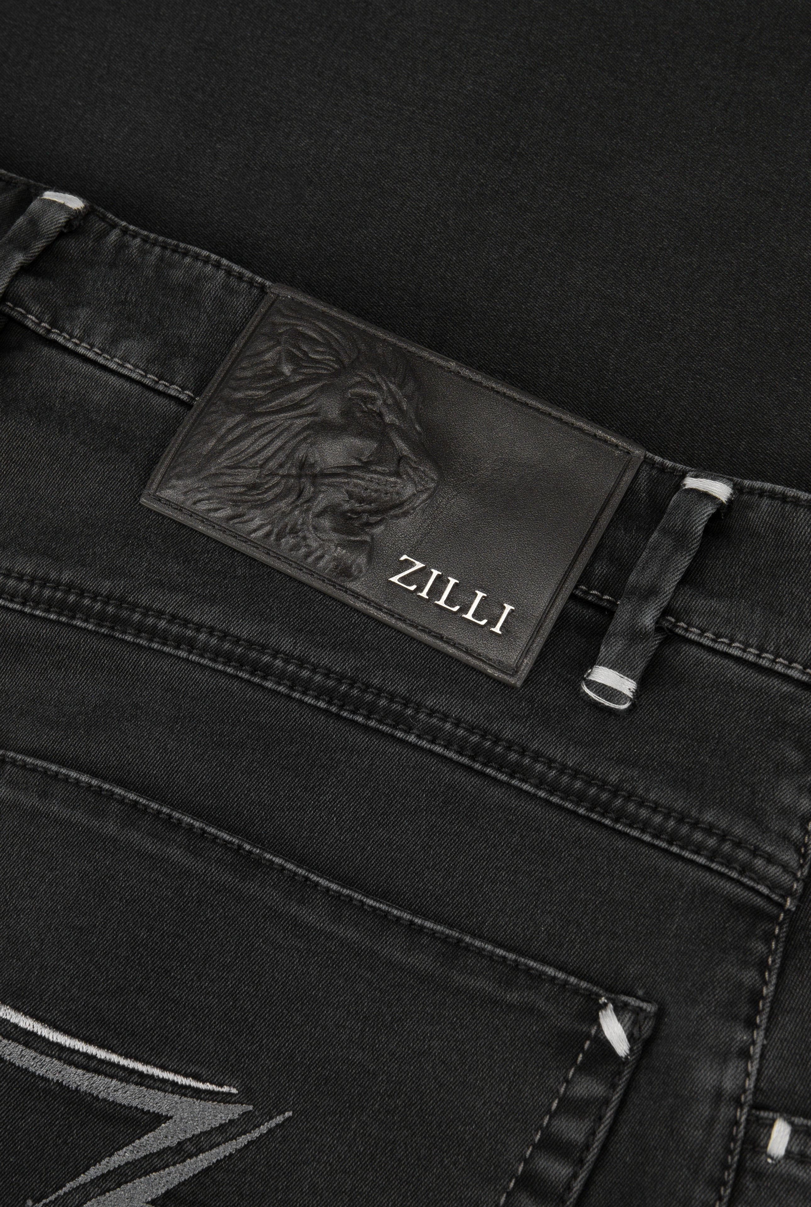 Zilli Slim Fit Jeans with Embossed Calf Skin Patch