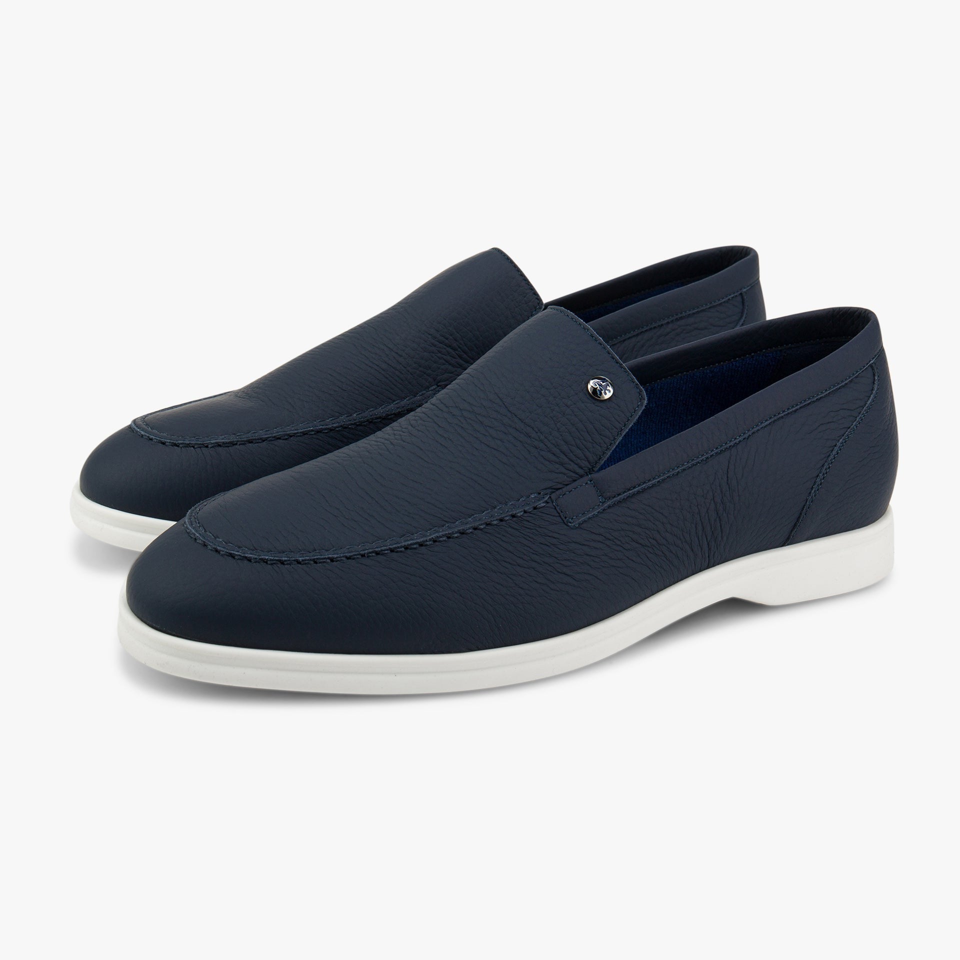 Zilli Premium Deerskin Leather Slip-Ons with Ruthenium-Finished Rivet