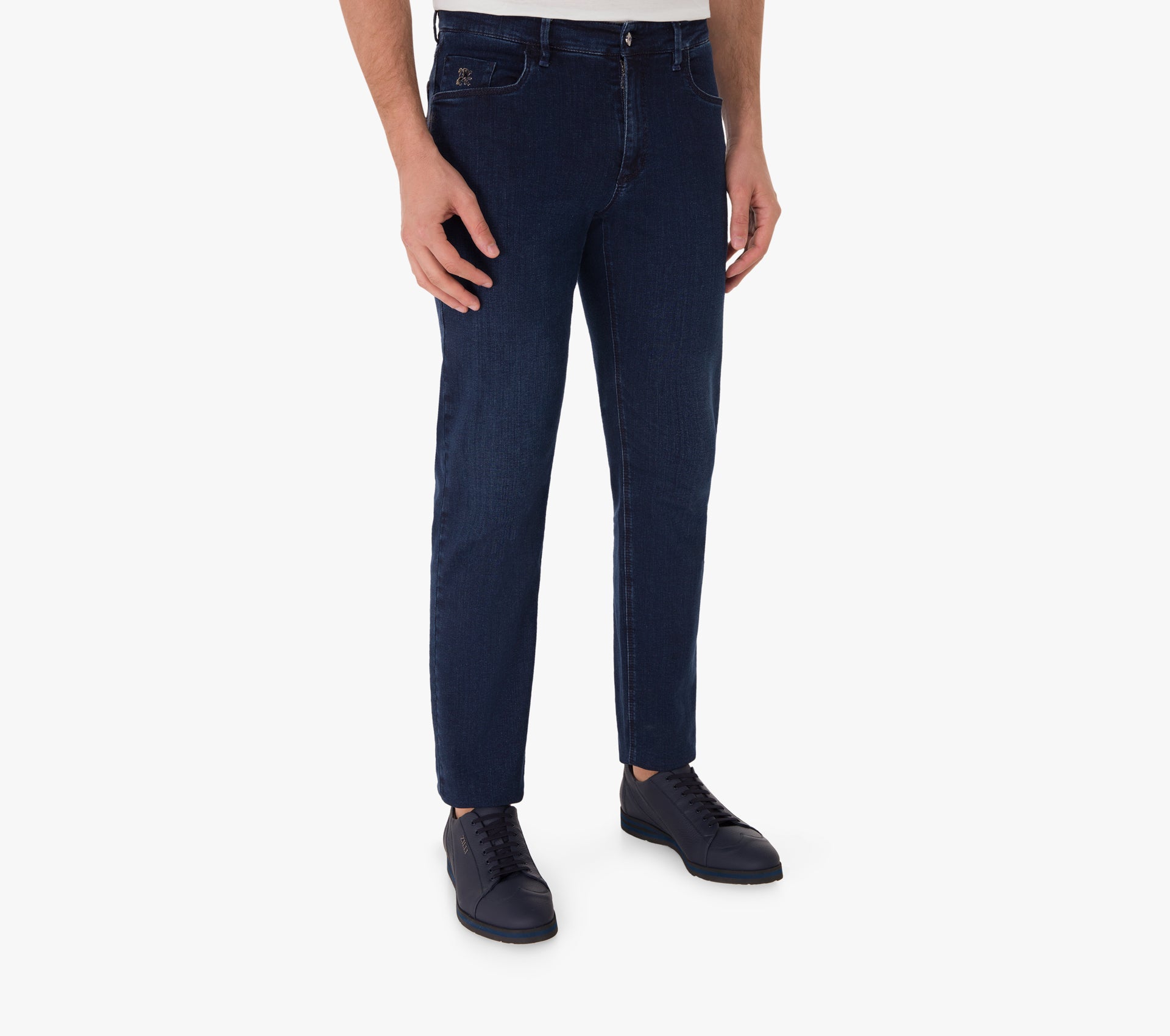 Jeans with Lion Circle Embroidery