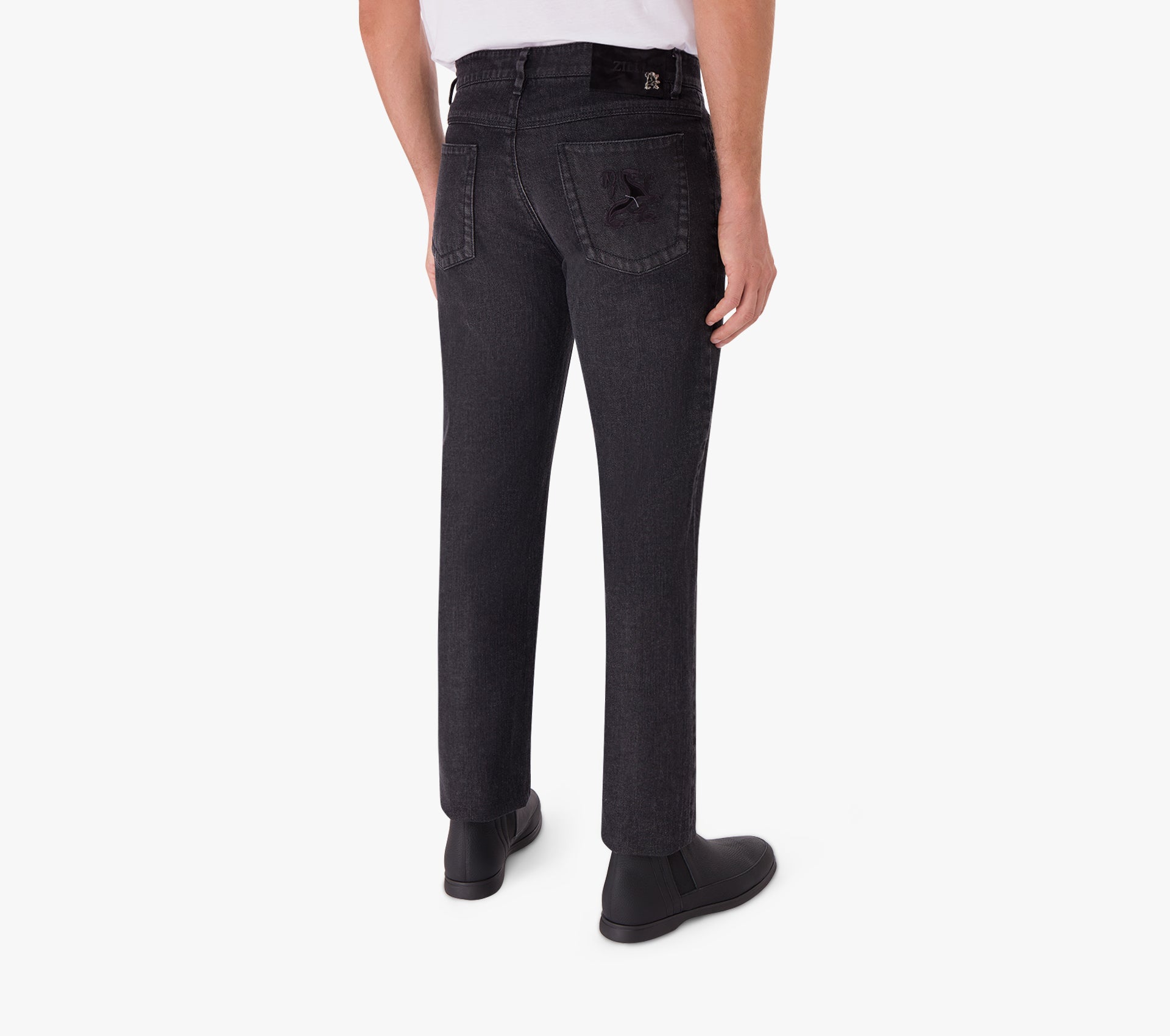 Regular Fit Jeans with Suede Calfskin Patch