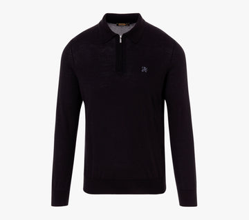 Zipped Polo in Wool, Silk, and Cashmere