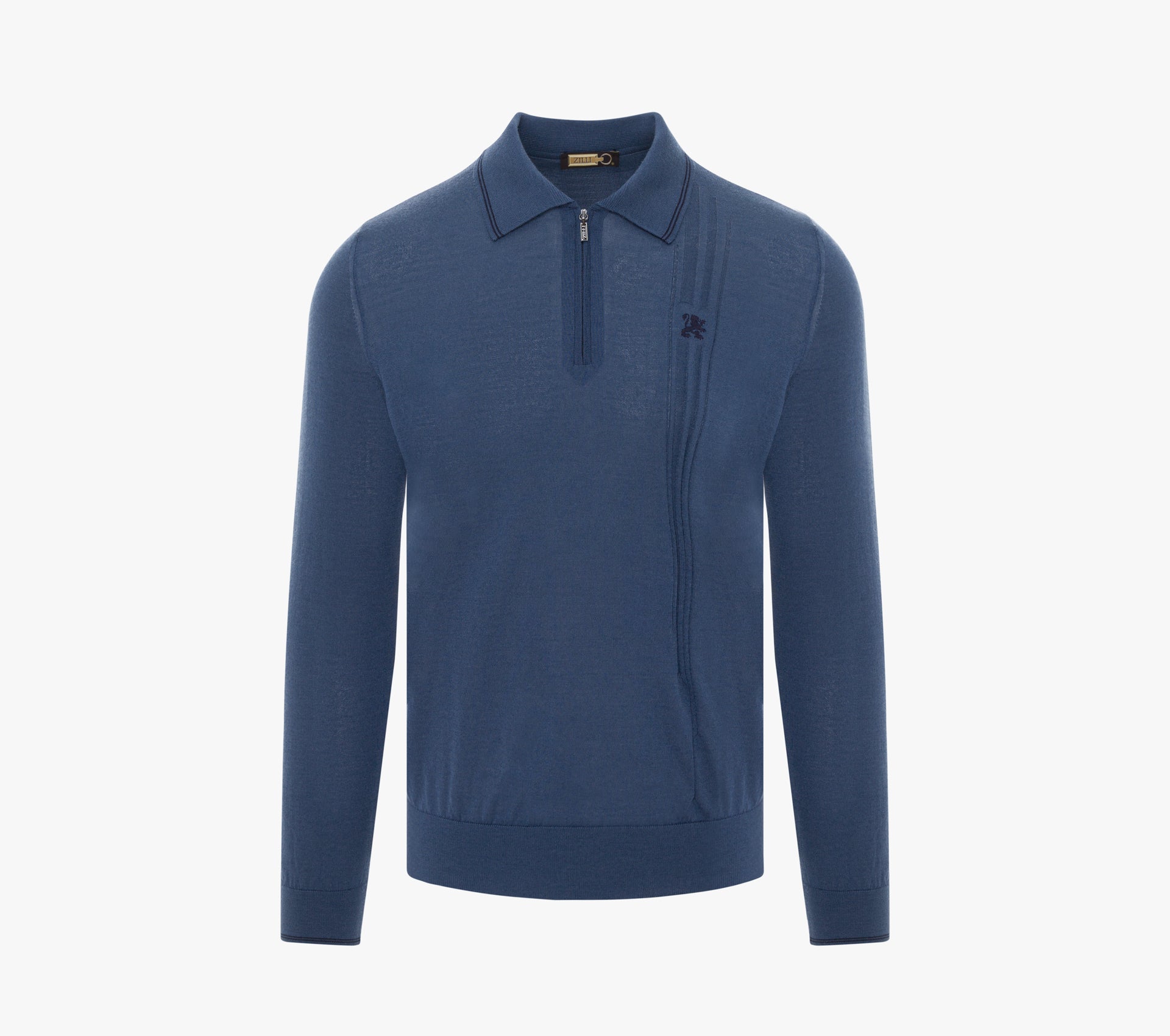 Long Sleeve Zipped Polo with Micro Griffon Embroidery