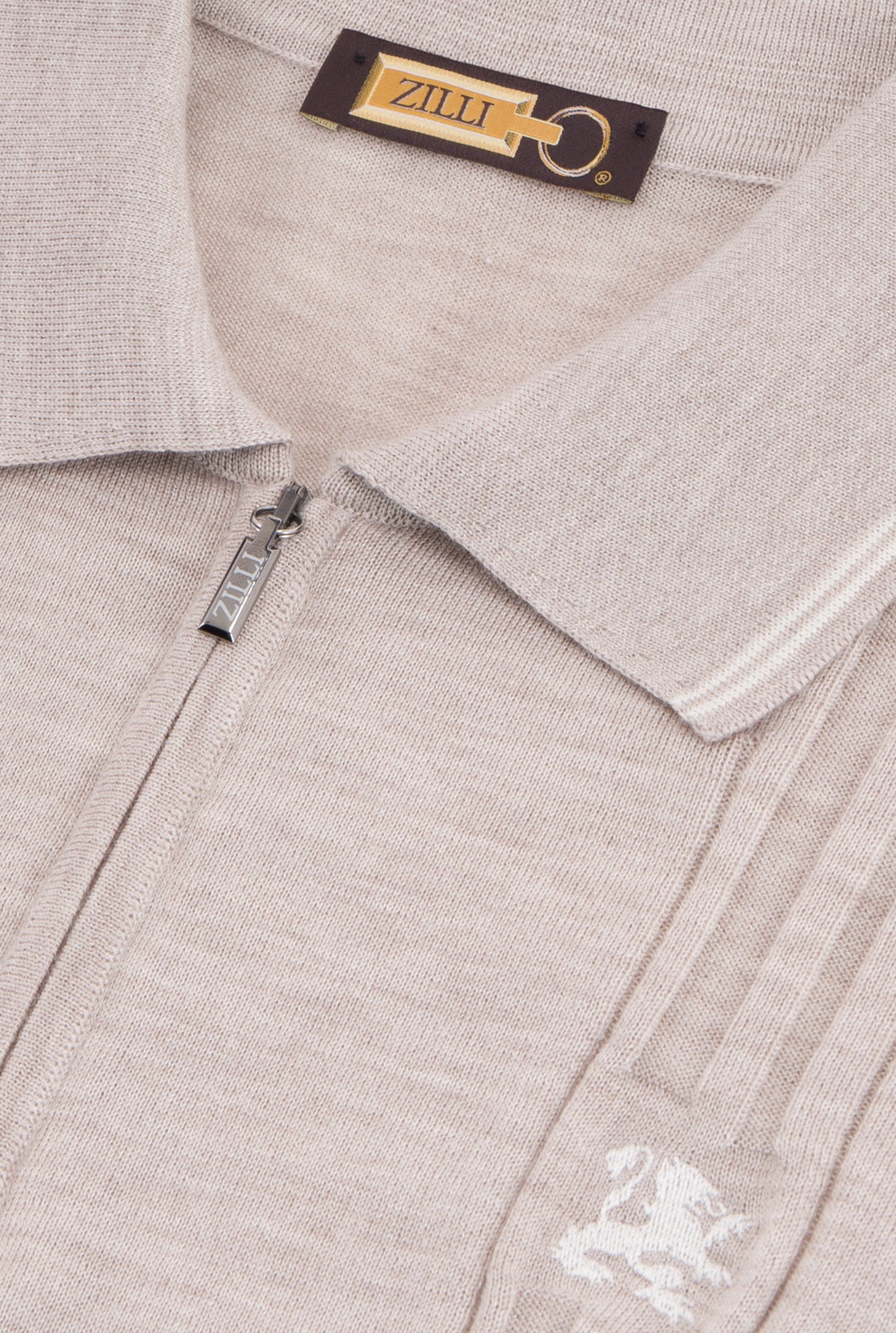 Long Sleeve Zipped Polo with Micro Griffon Embroidery