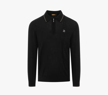 Long Sleeve Zipped Polo with Micro Griffon Embroidery