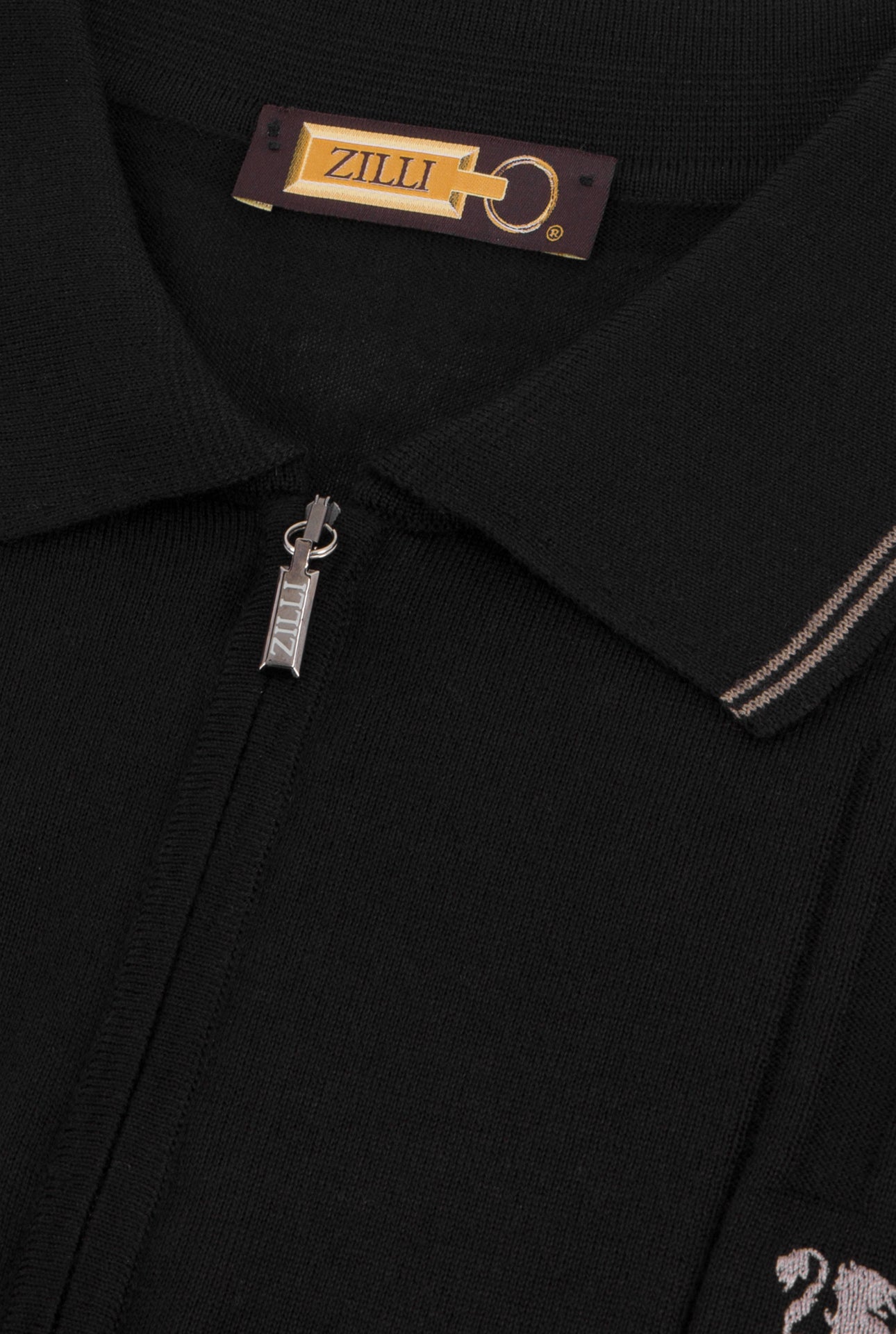Long Sleeve Zipped Polo with Micro Griffon Embroidery