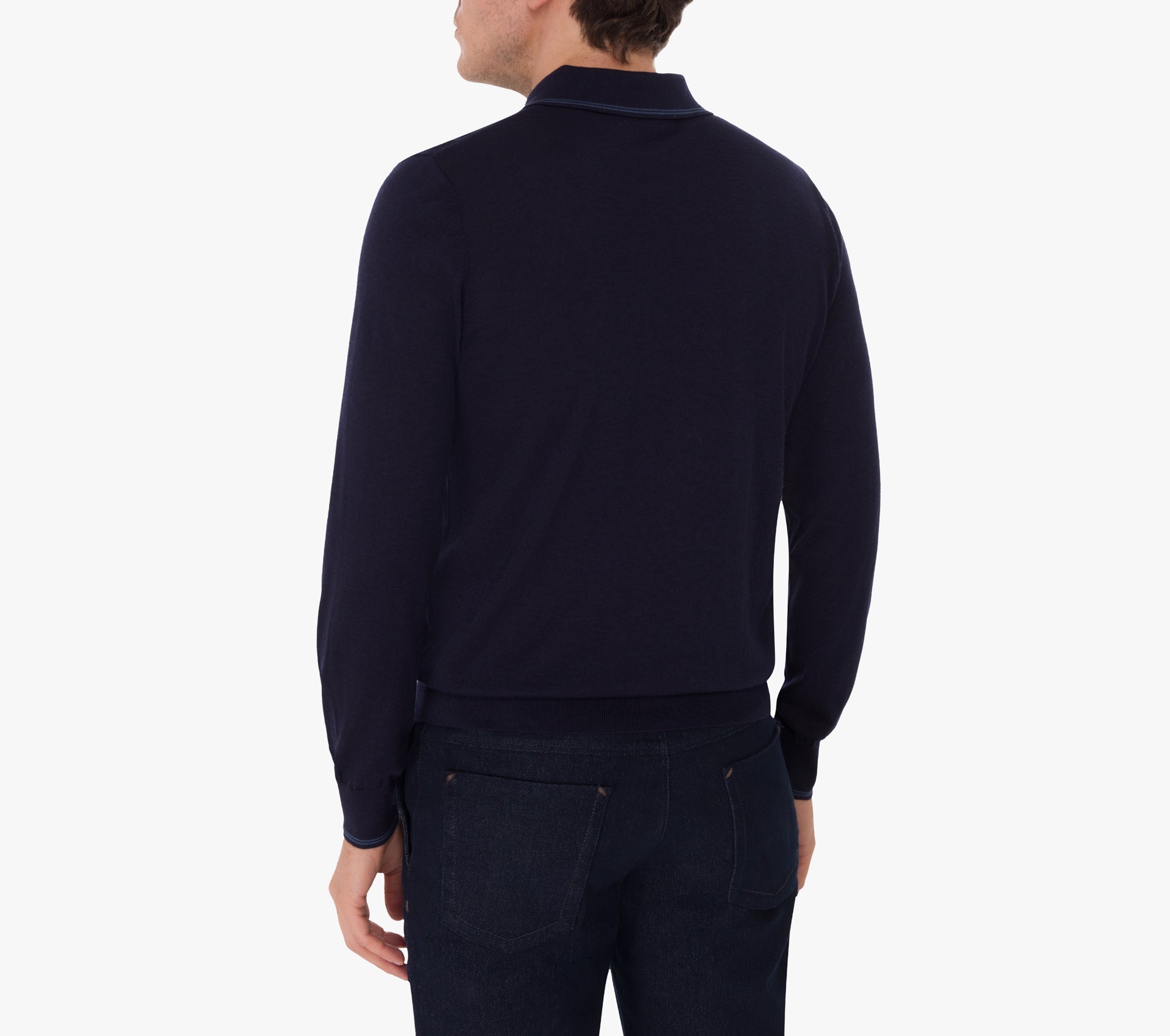 Long Sleeve Zipped Polo with Micro Griffon Embroidery