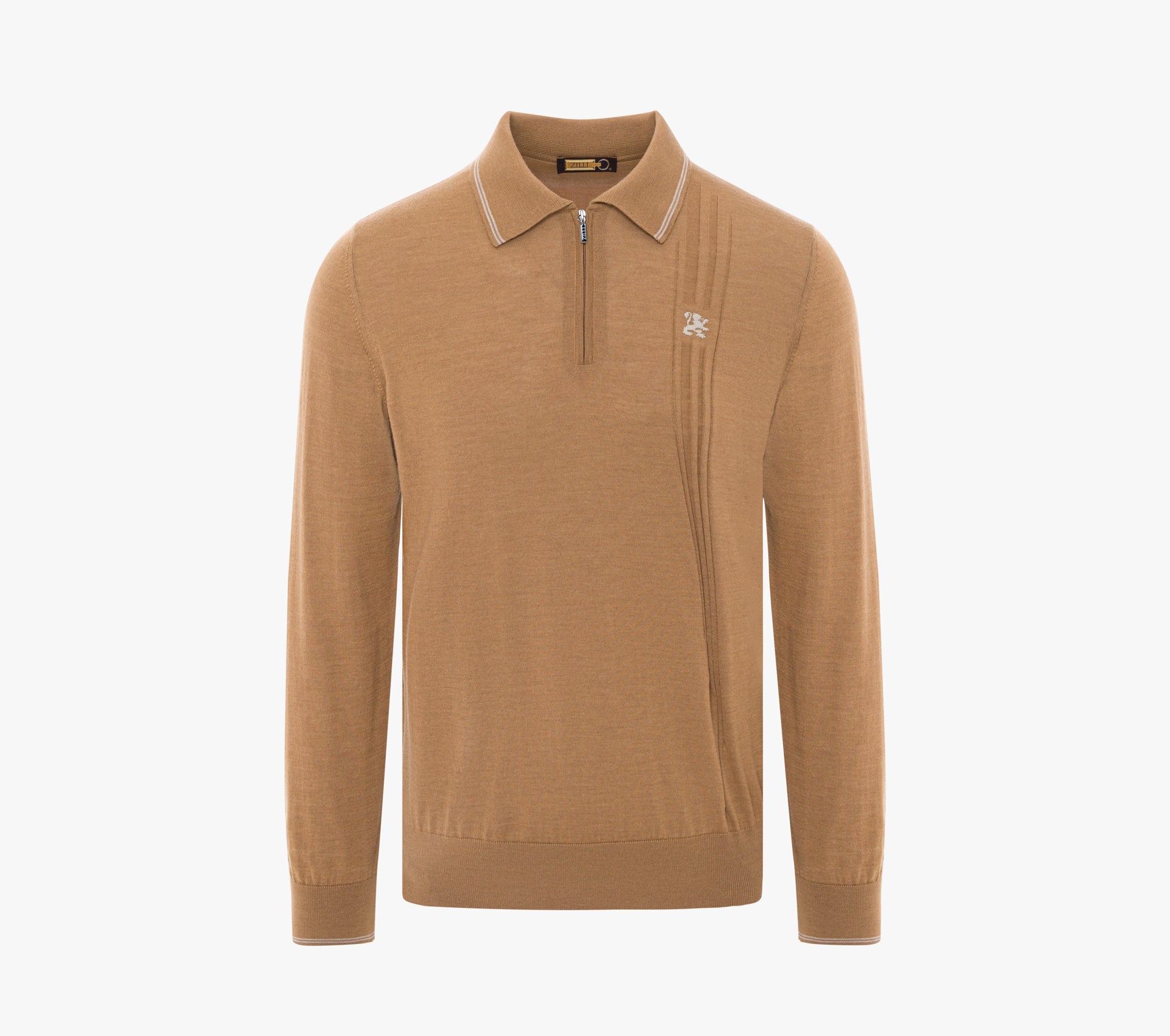 Long Sleeve Zipped Polo with Micro Griffon Embroidery