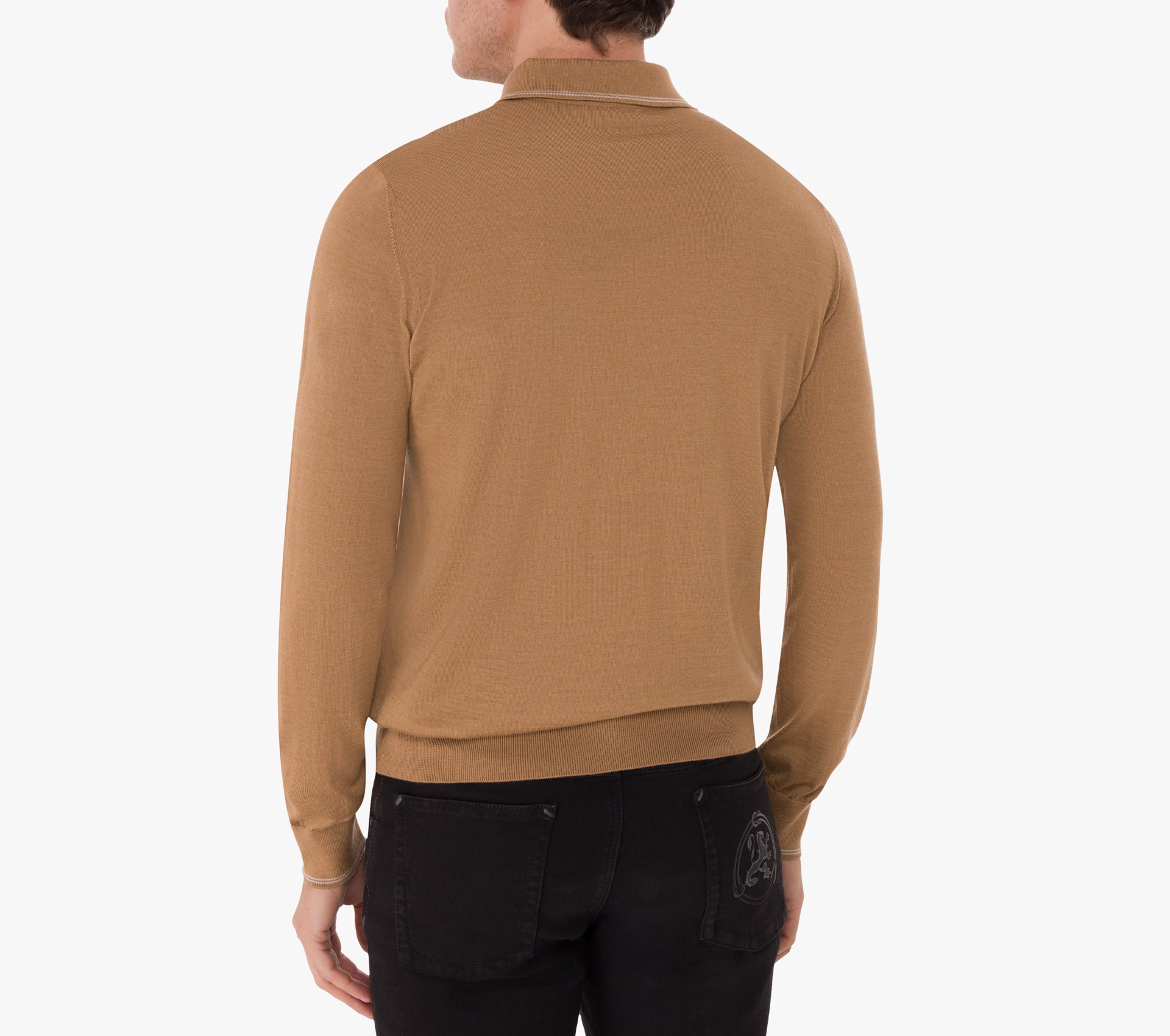 Long Sleeve Zipped Polo with Micro Griffon Embroidery