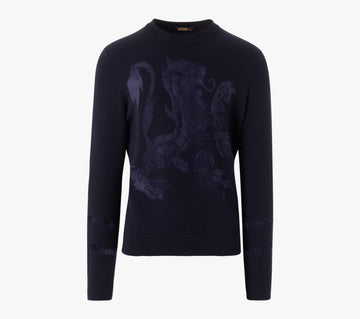 Zilli Round Neck Sweater With Velvet-Feel Griffon Pattern