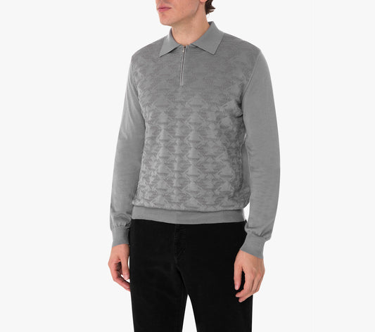 Long Sleeve Zipped Polo with "Vanisé Express" Pattern