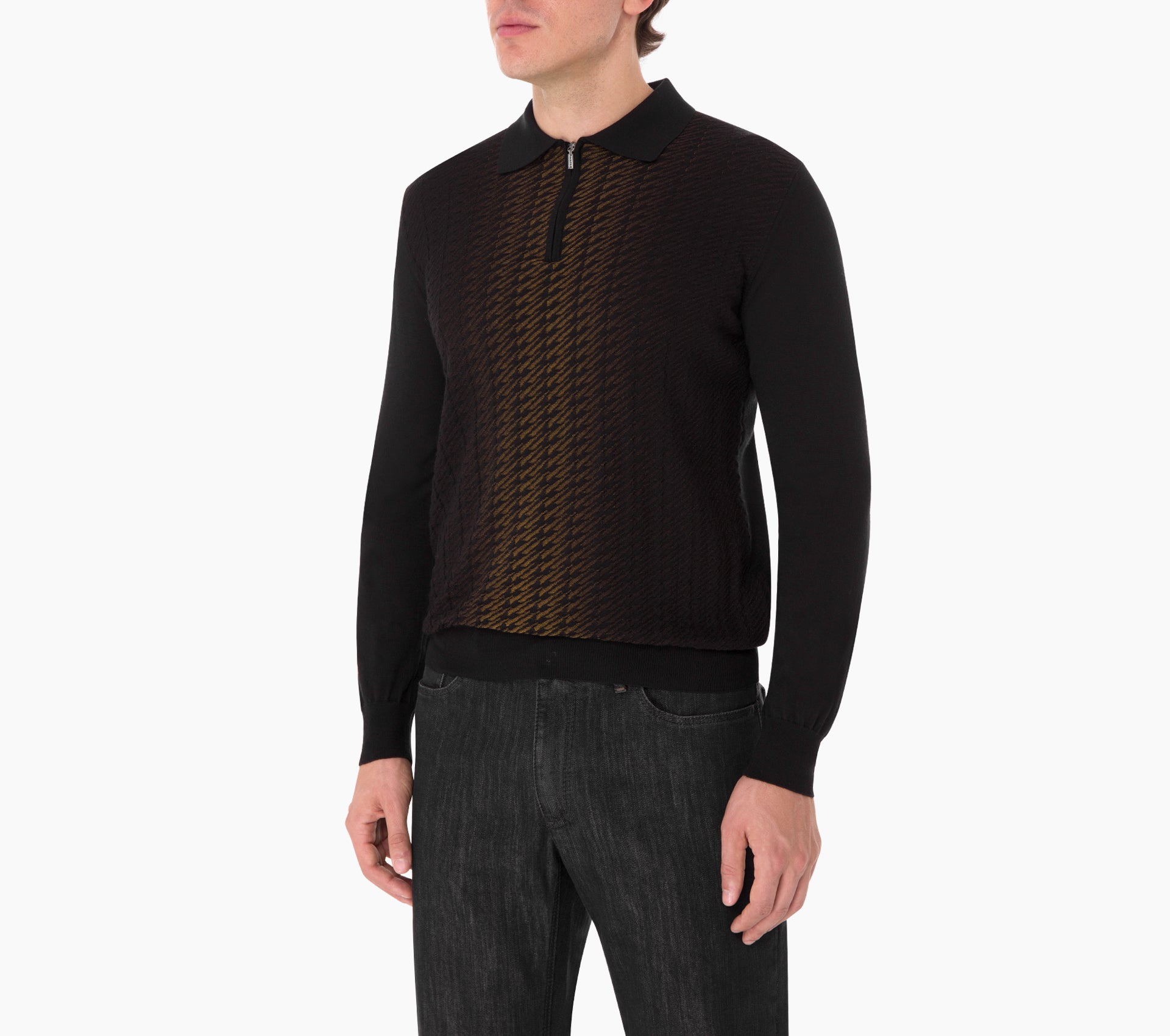Long Sleeve Zipped Polo