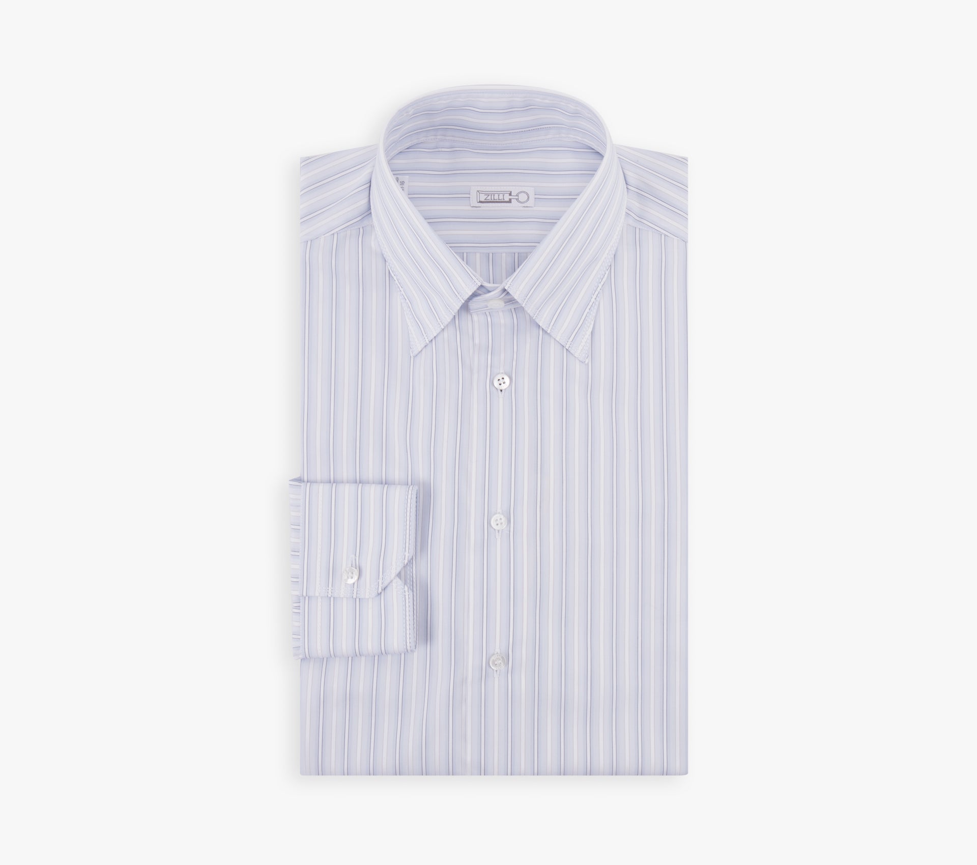 White and Sky-Blue Striped Business Shirt