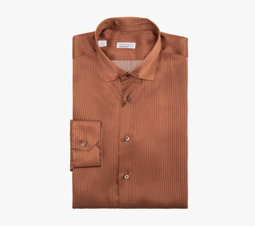 Elegant Long-Sleeve Silk Shirt with Braided Pattern