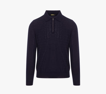 Zipped Polo Shirt with Crocodile Details