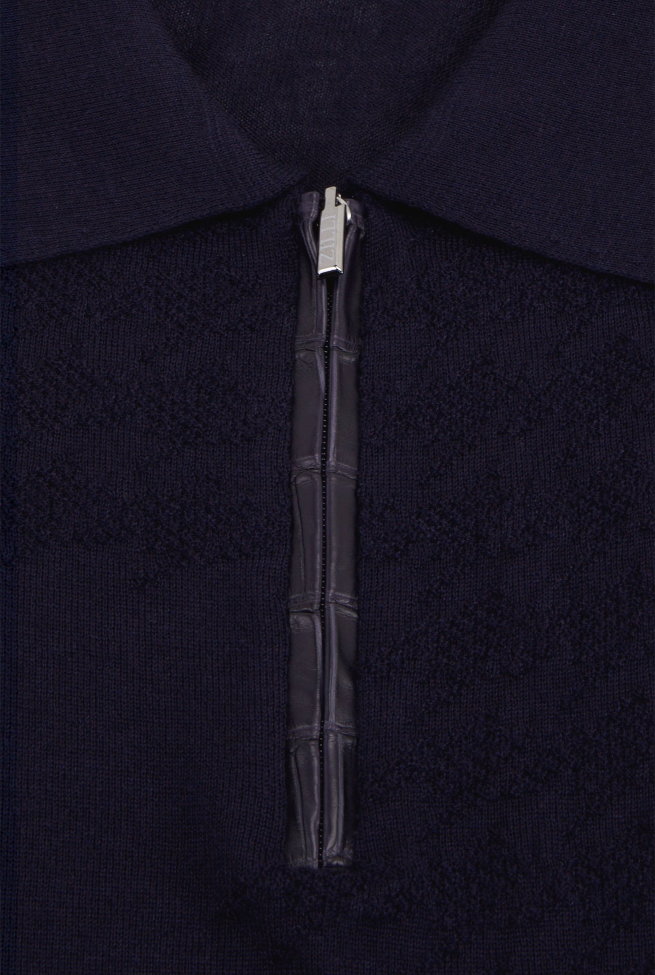 Zipped Polo Shirt with Crocodile Details