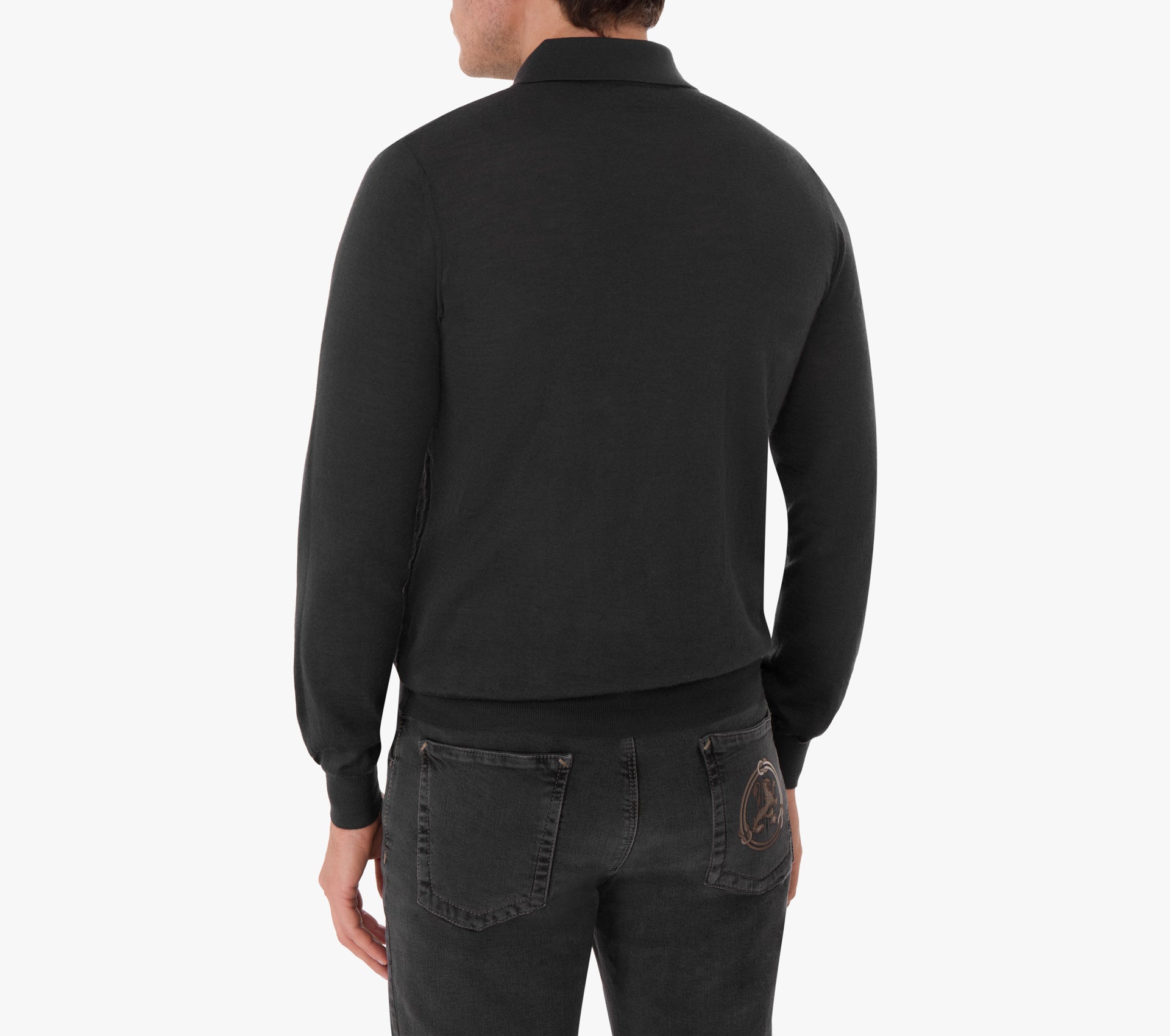 Zipped Polo Shirt with Crocodile Details