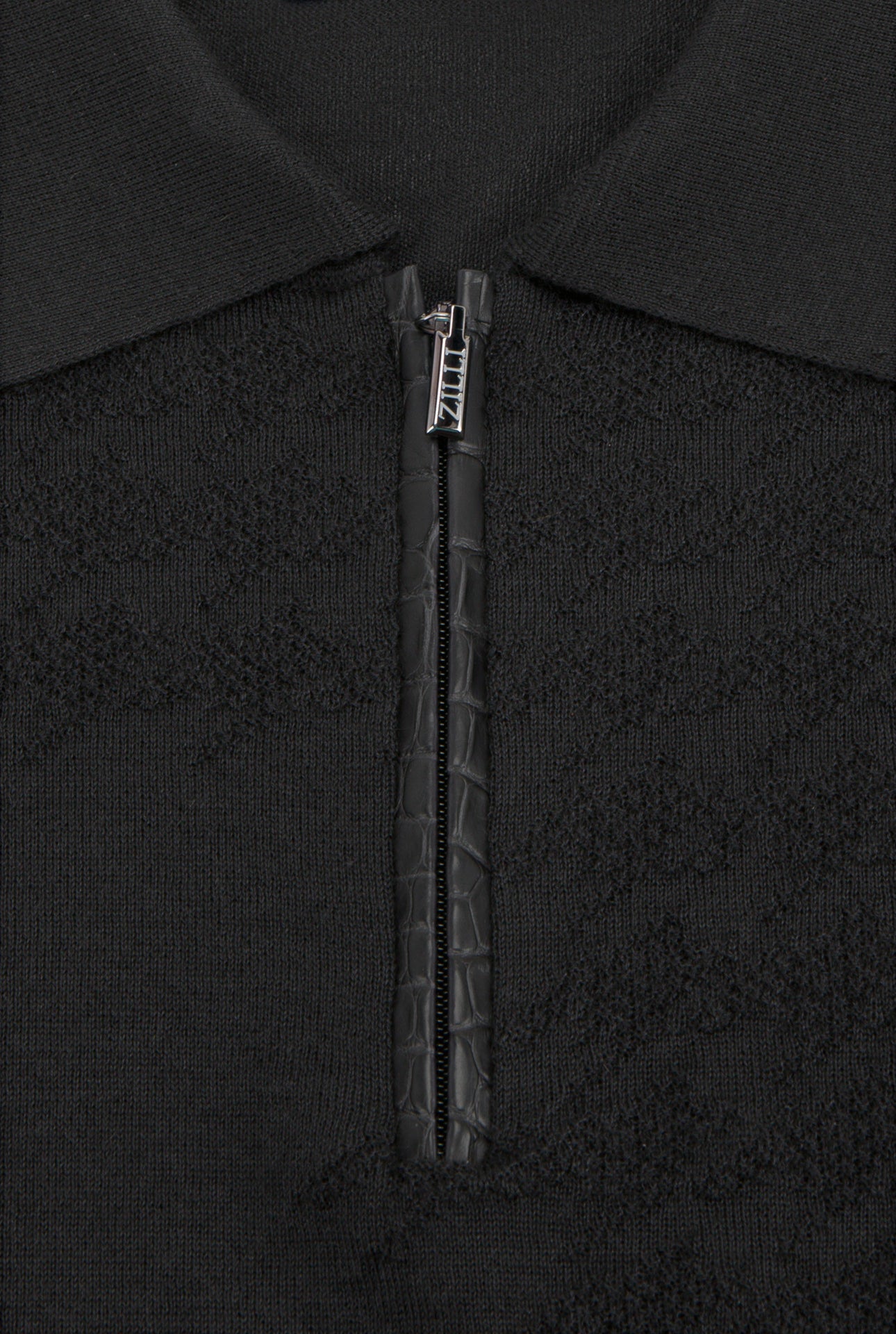 Zipped Polo Shirt with Crocodile Details