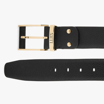Zilli Grained Calfskin Belt with 2007 Gold-Finish Buckle