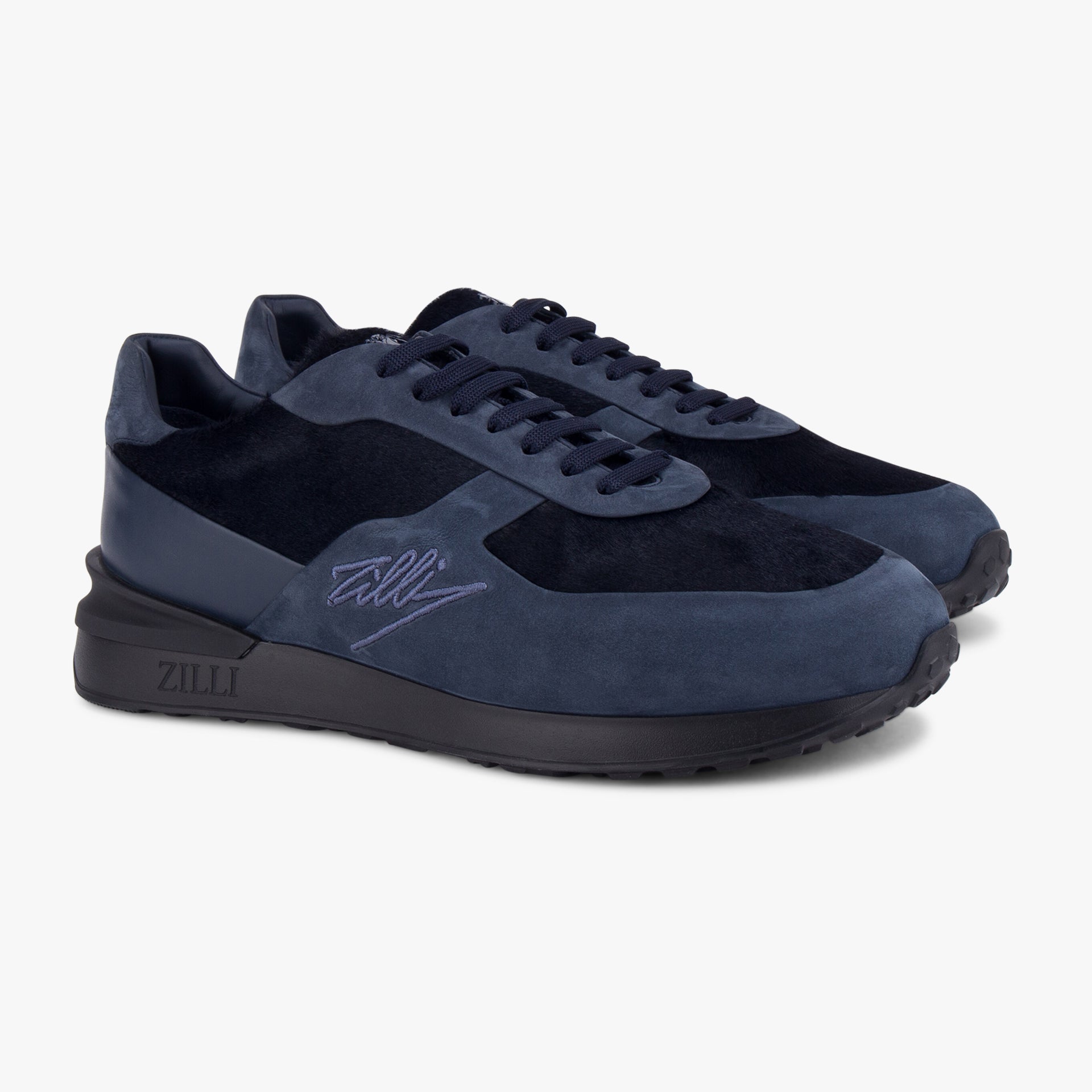 Suede Calfskin Sneakers with ZILLI Signature