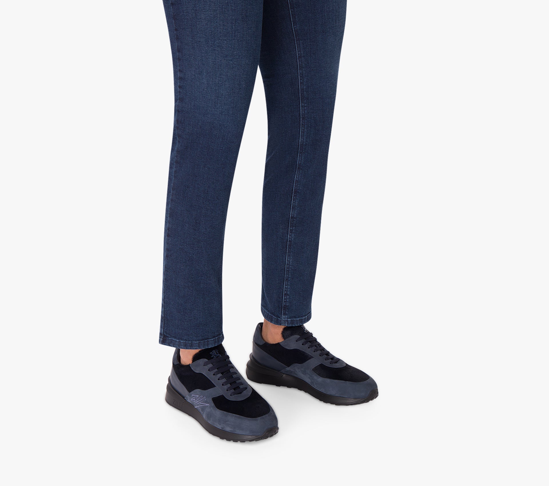 Suede Calfskin Sneakers with ZILLI Signature
