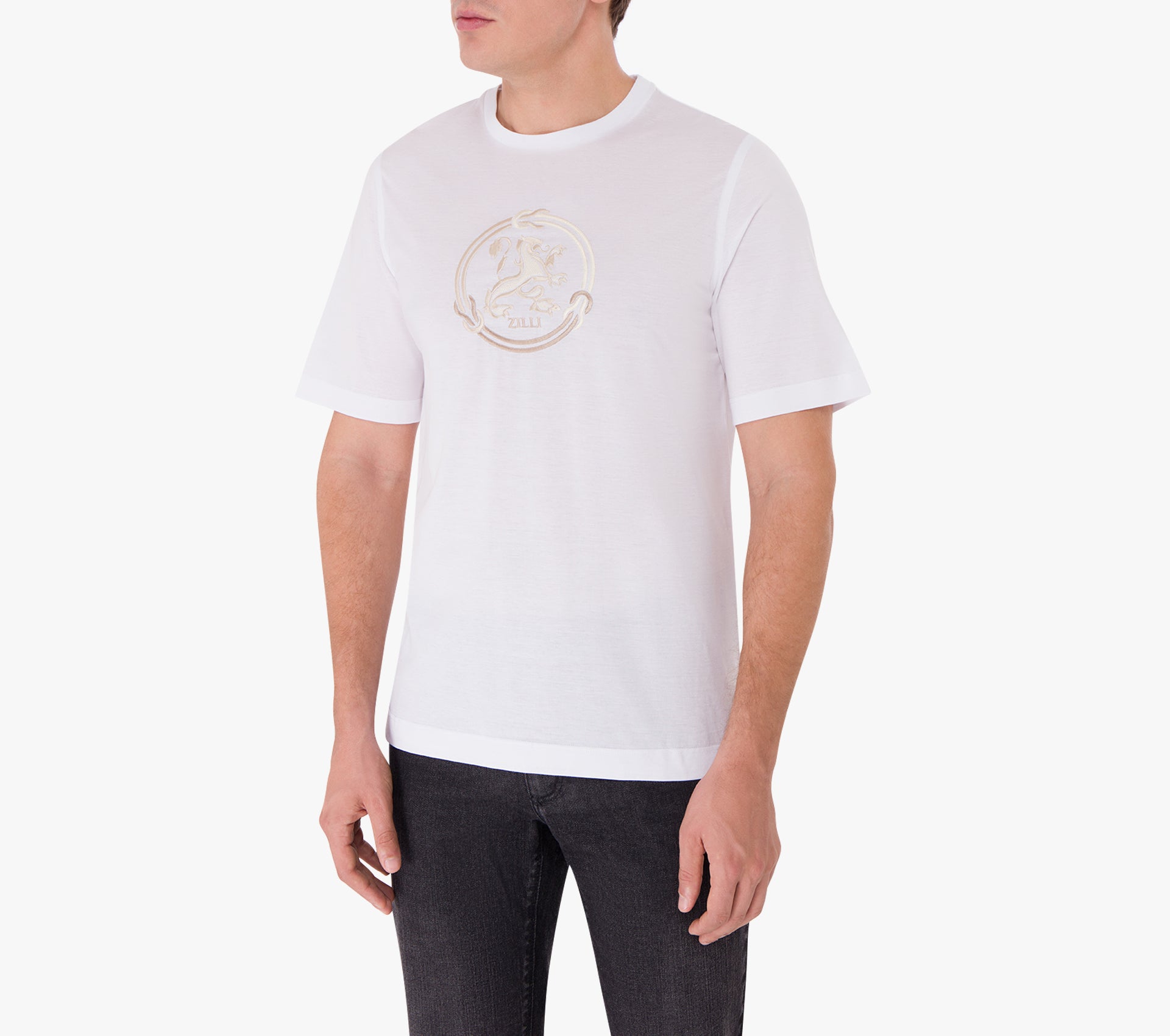 T-Shirt with Lion Circle Embroidery