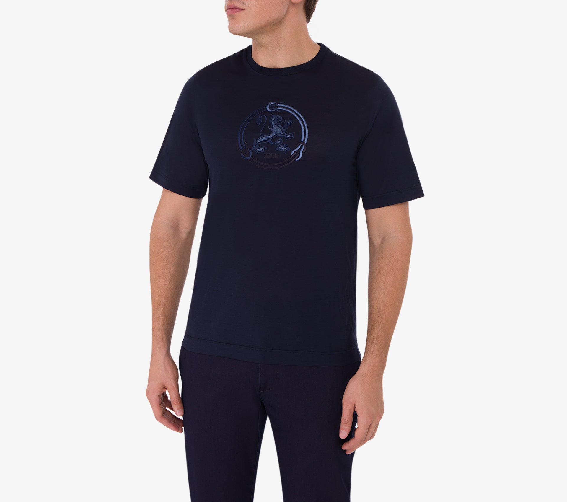 T-Shirt with Lion Circle Embroidery