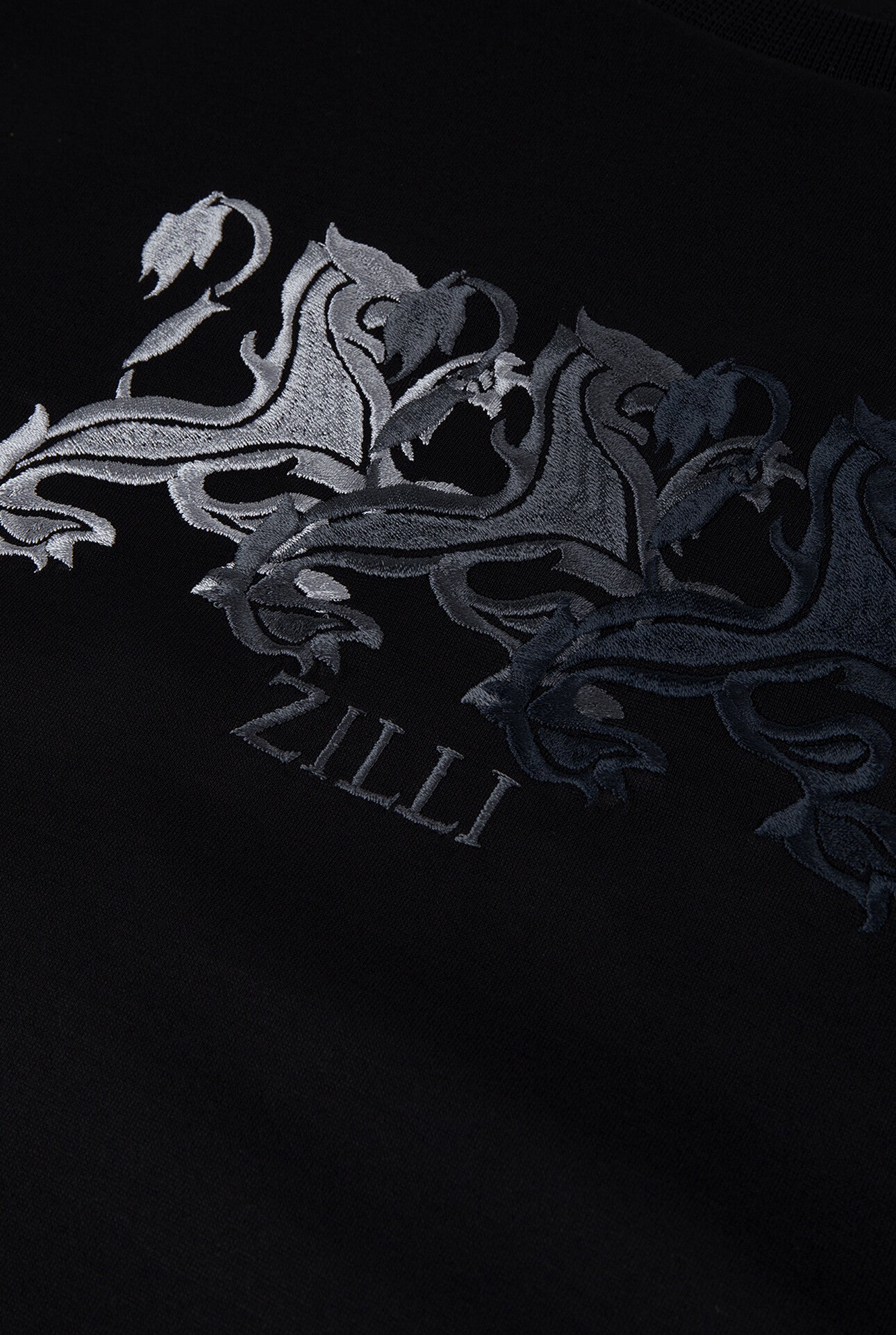 Zilli Black T-shirt with Triple Griffon Embroidery