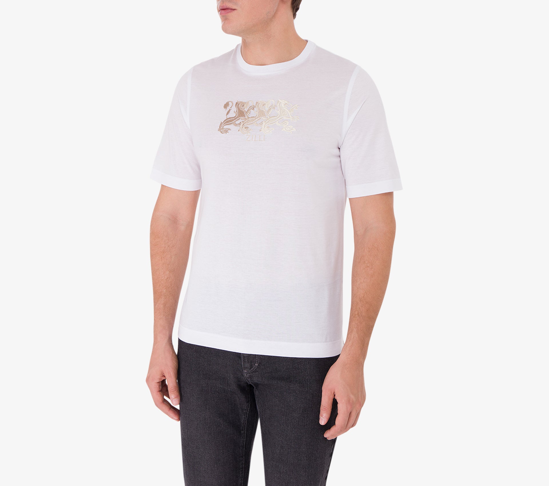T-Shirt with Triple Griffon Embroidery