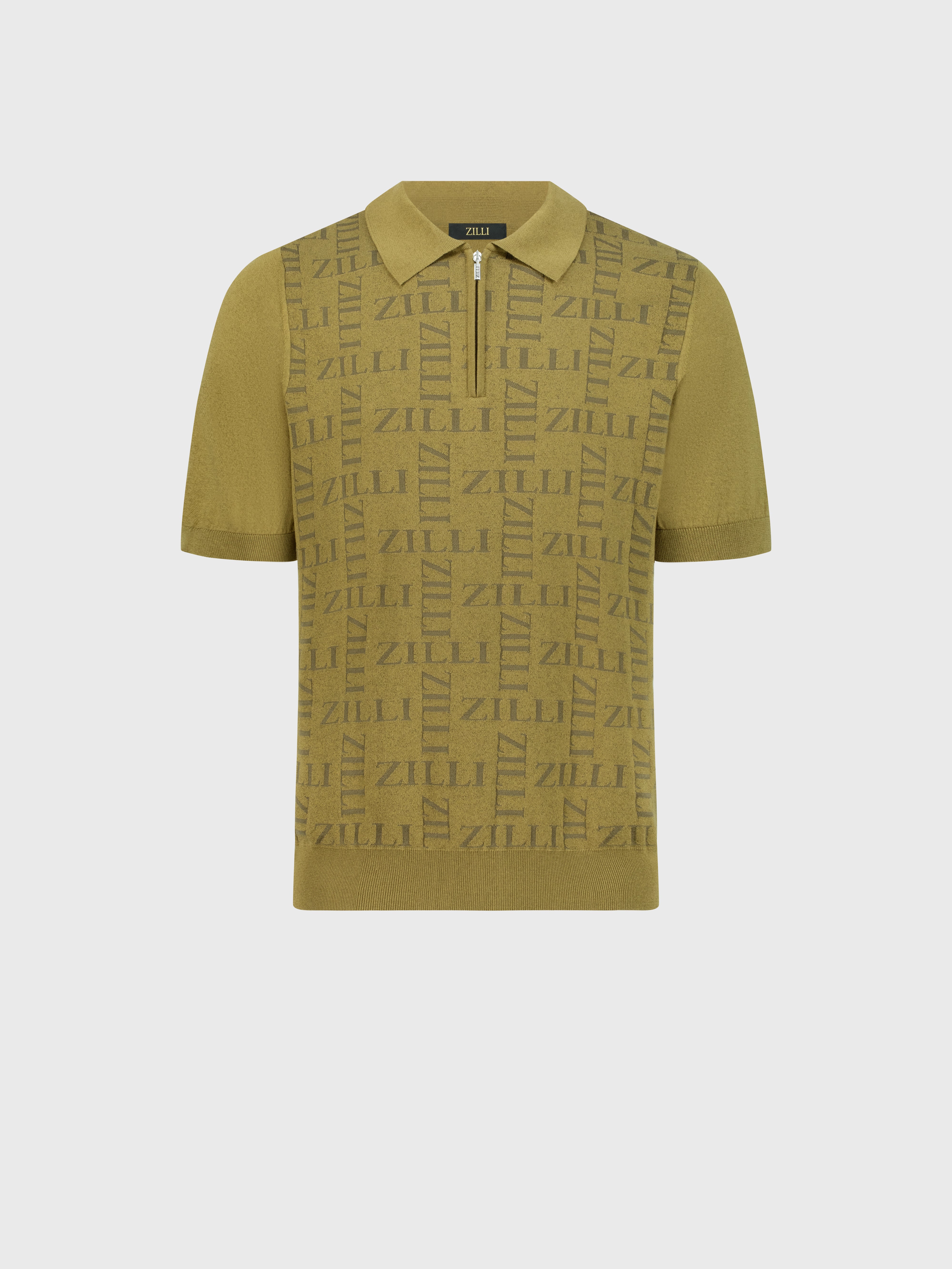 " Zipped Polo Shirt with Zilli Pattern"