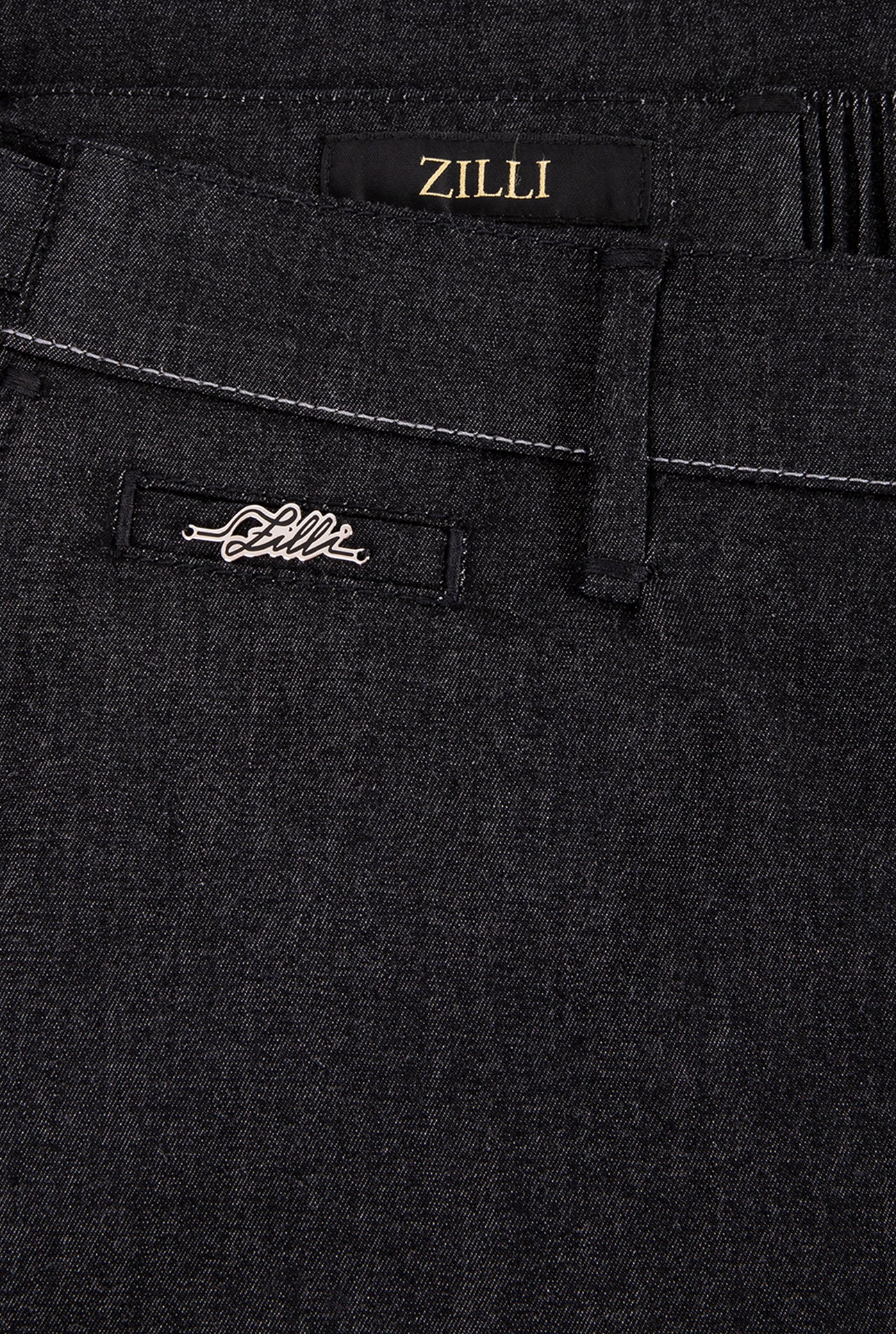 Semi-Elastic Slim Fit Pants with Zilli Poem Embroidery
