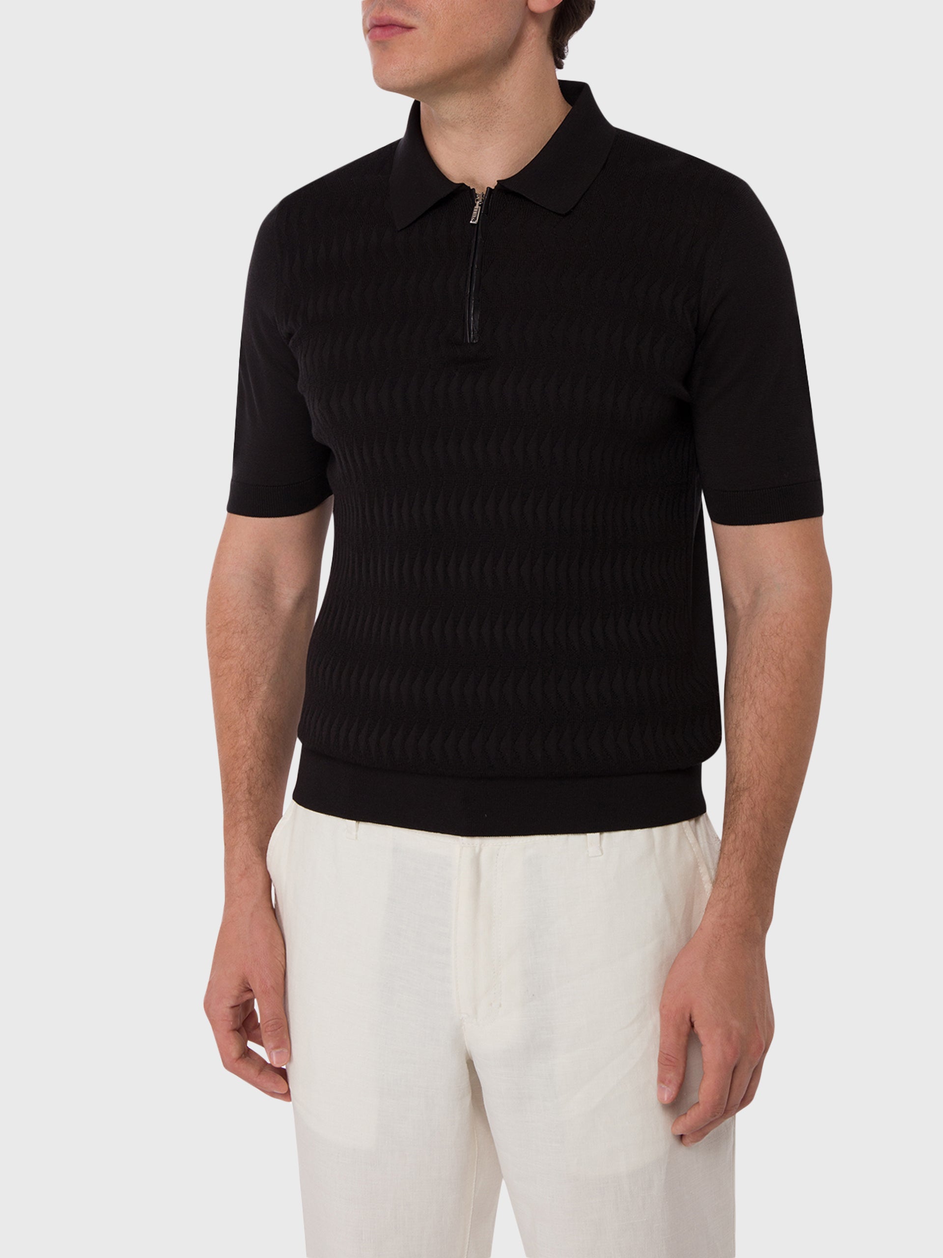 Zipped Polo with Crocodile Details