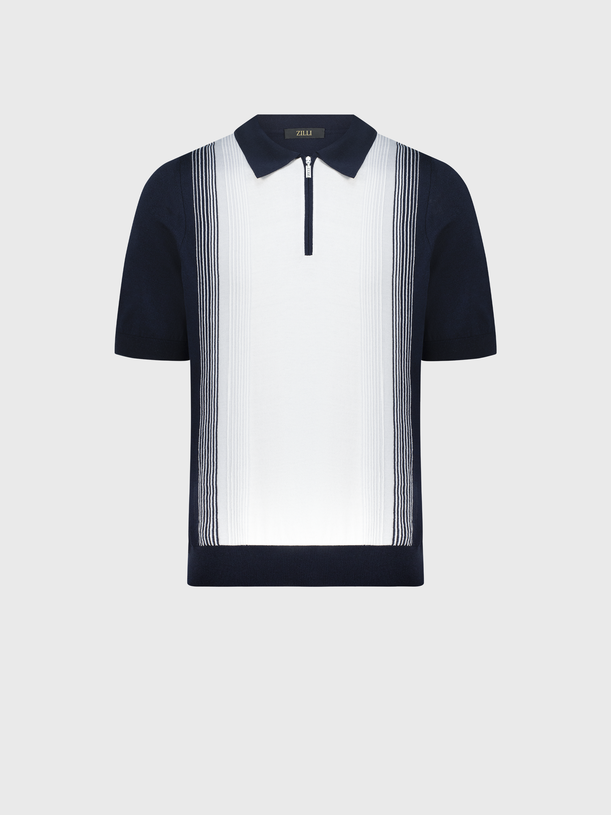 Zipped Polo Shirt in Cotton and Silk