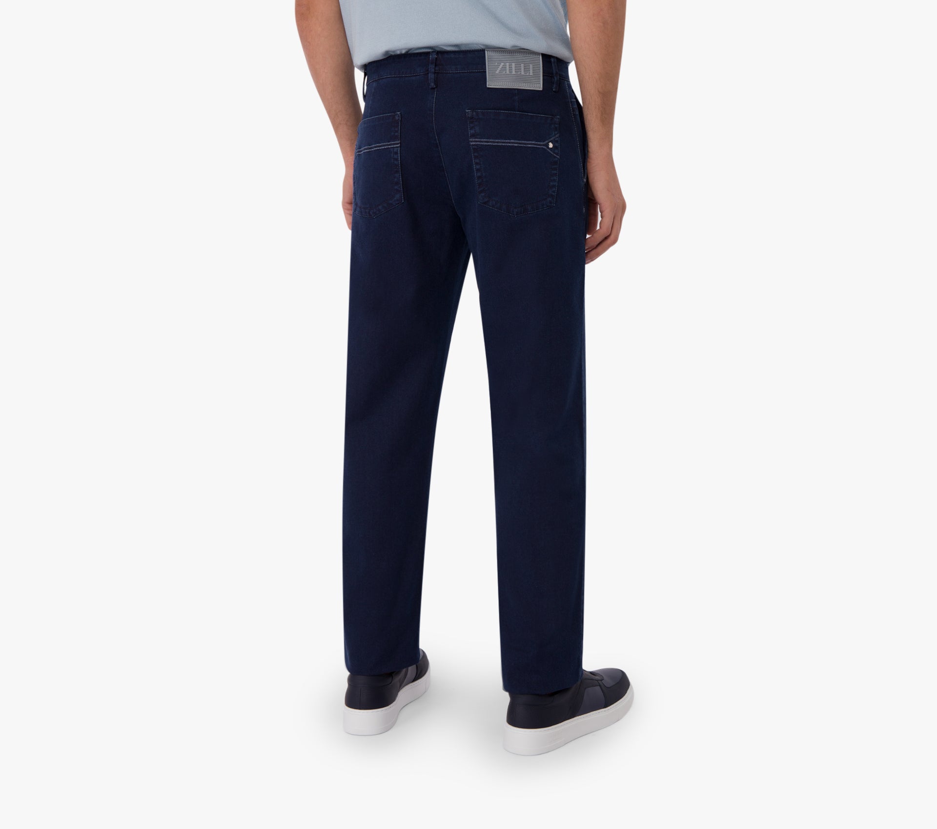 Slim Fit Pants with Calfskin Patch