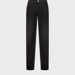 Slim Fit Crocodile-Detailed Denim Cotton Trousers - Grey Anthracite